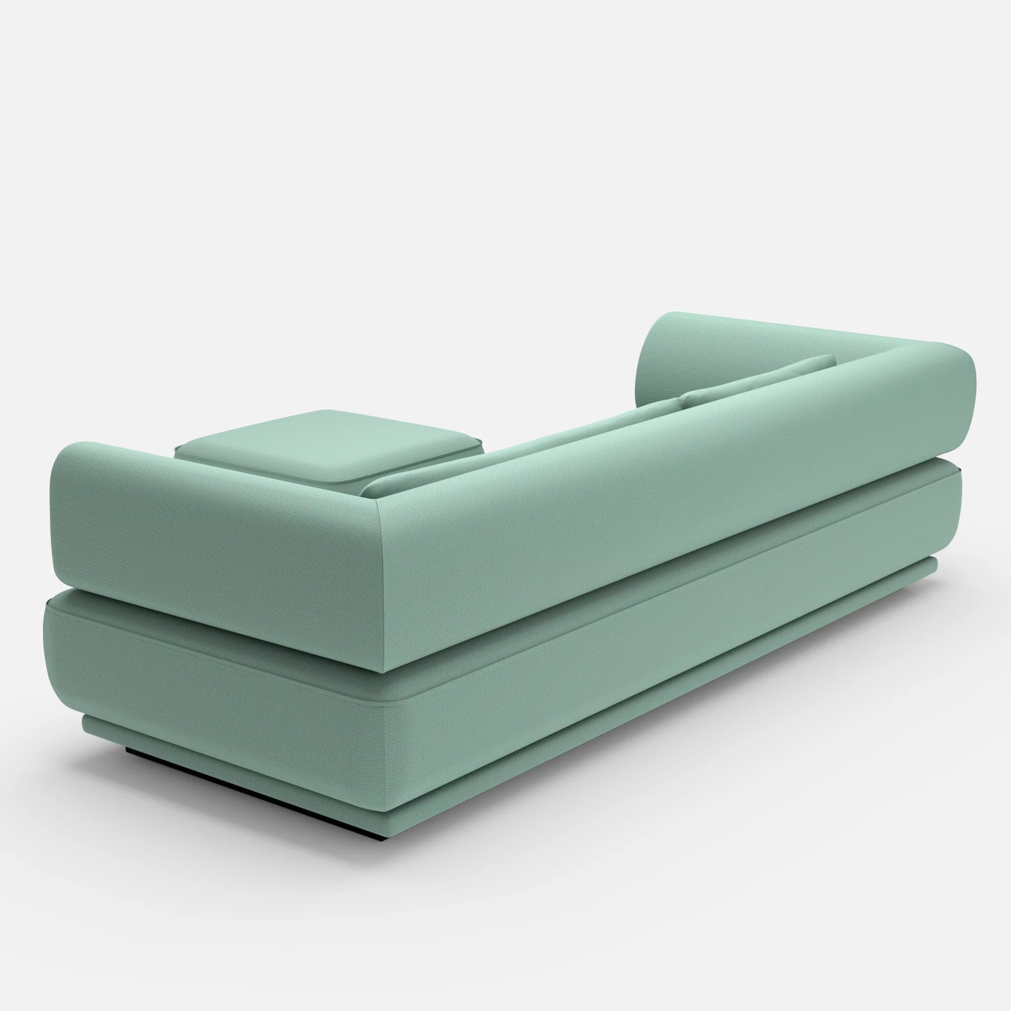 3 Sitzer Lounge Sofa Gordo mit Pouf novumlagoon in Graublau von hinten