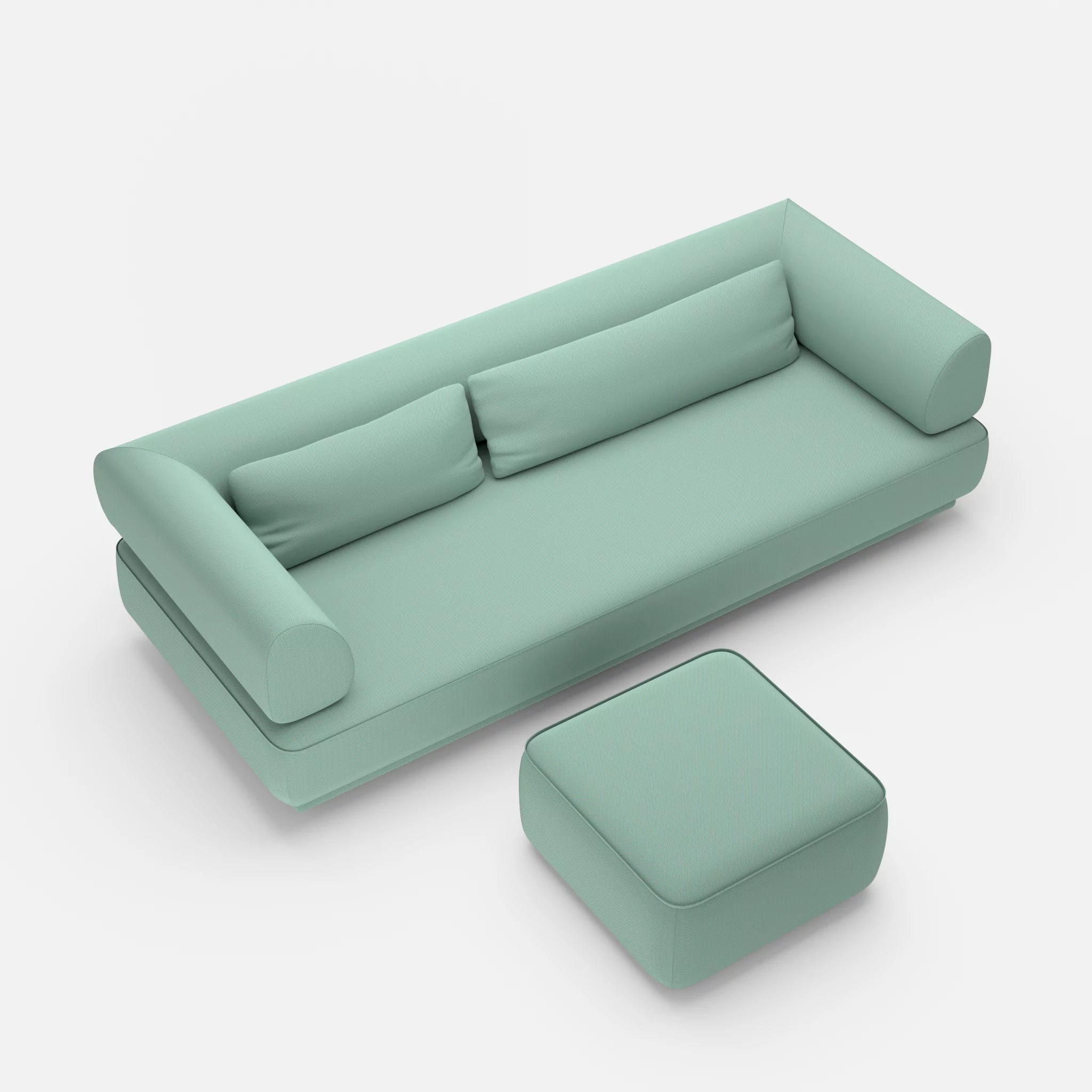 3 Sitzer Lounge Sofa Gordo mit Pouf novumlagoon in Graublau von oben