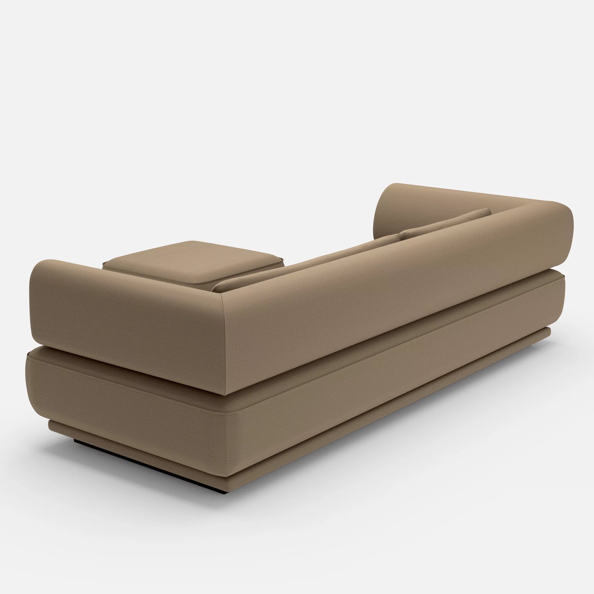 3 Sitzer Lounge Sofa Gordo mit Pouf novumsantos in Braun von hinten