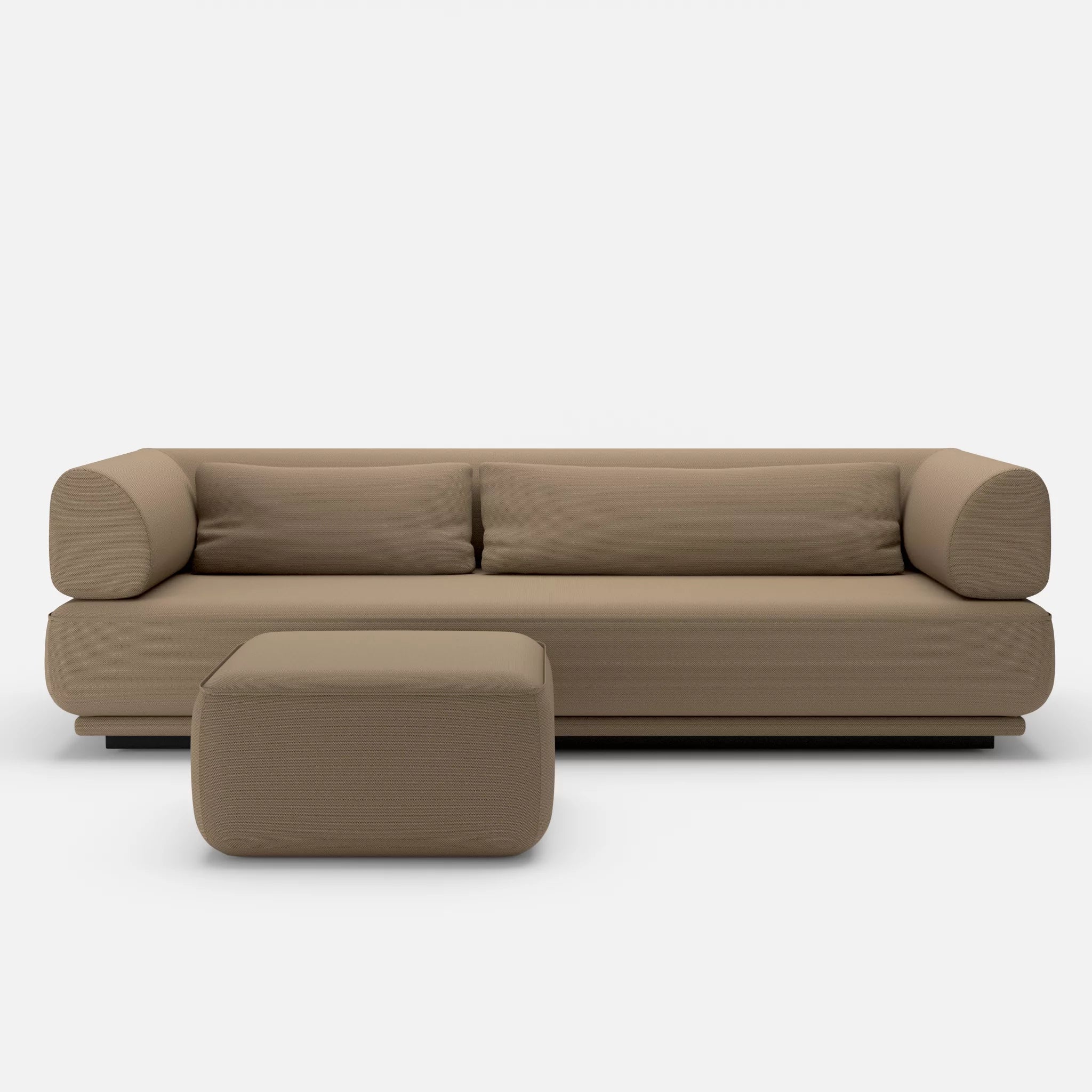 3 Sitzer Lounge Sofa Gordo mit Pouf novumsantos in Braun von vorne