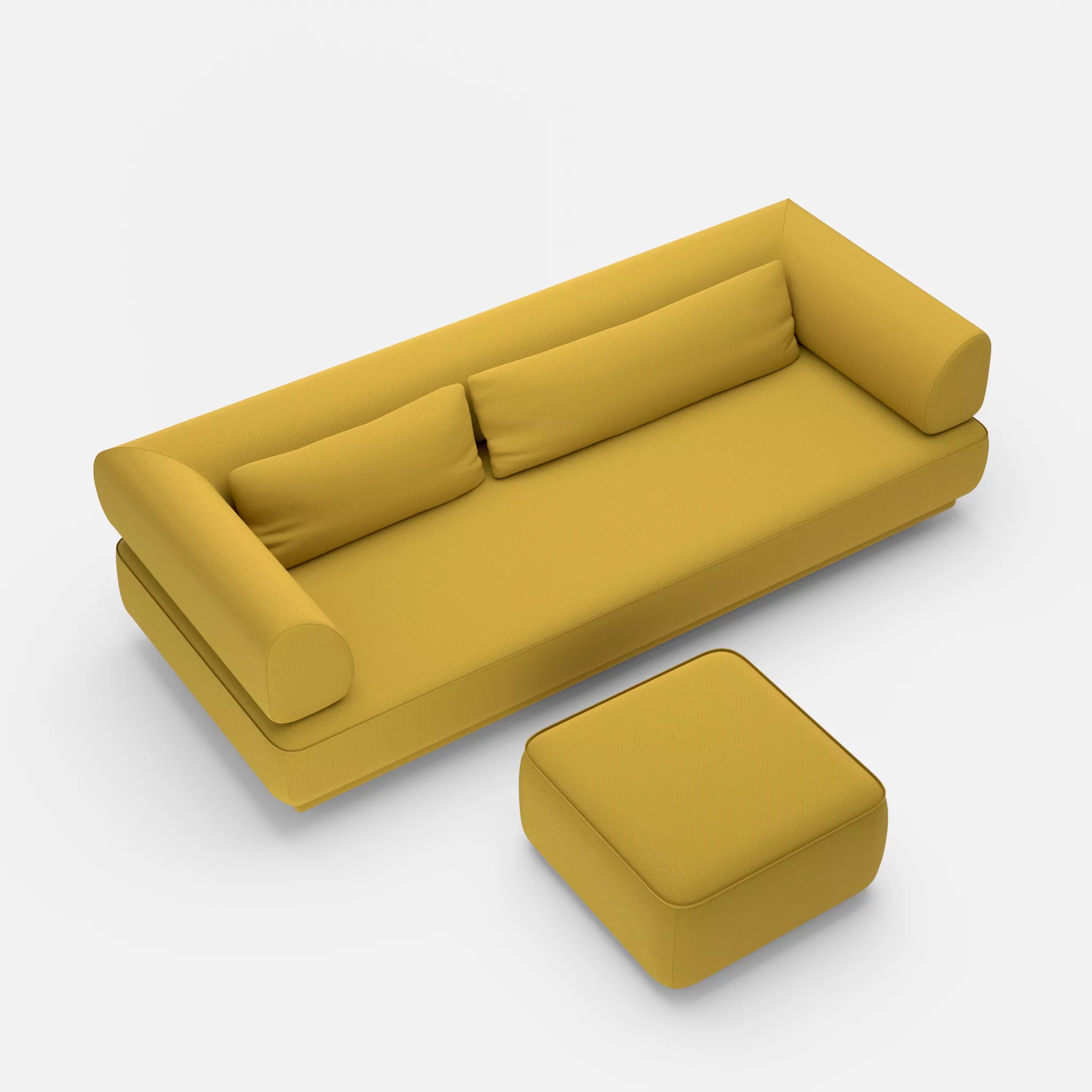 3 Sitzer Lounge Sofa Gordo mit Pouf novumtivoli in Hellgrün von oben