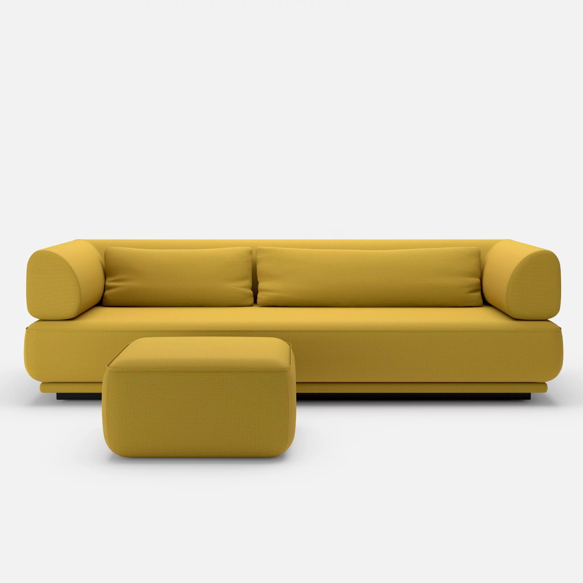 3 Sitzer Lounge Sofa Gordo mit Pouf novumtivoli in Hellgrün von vorne