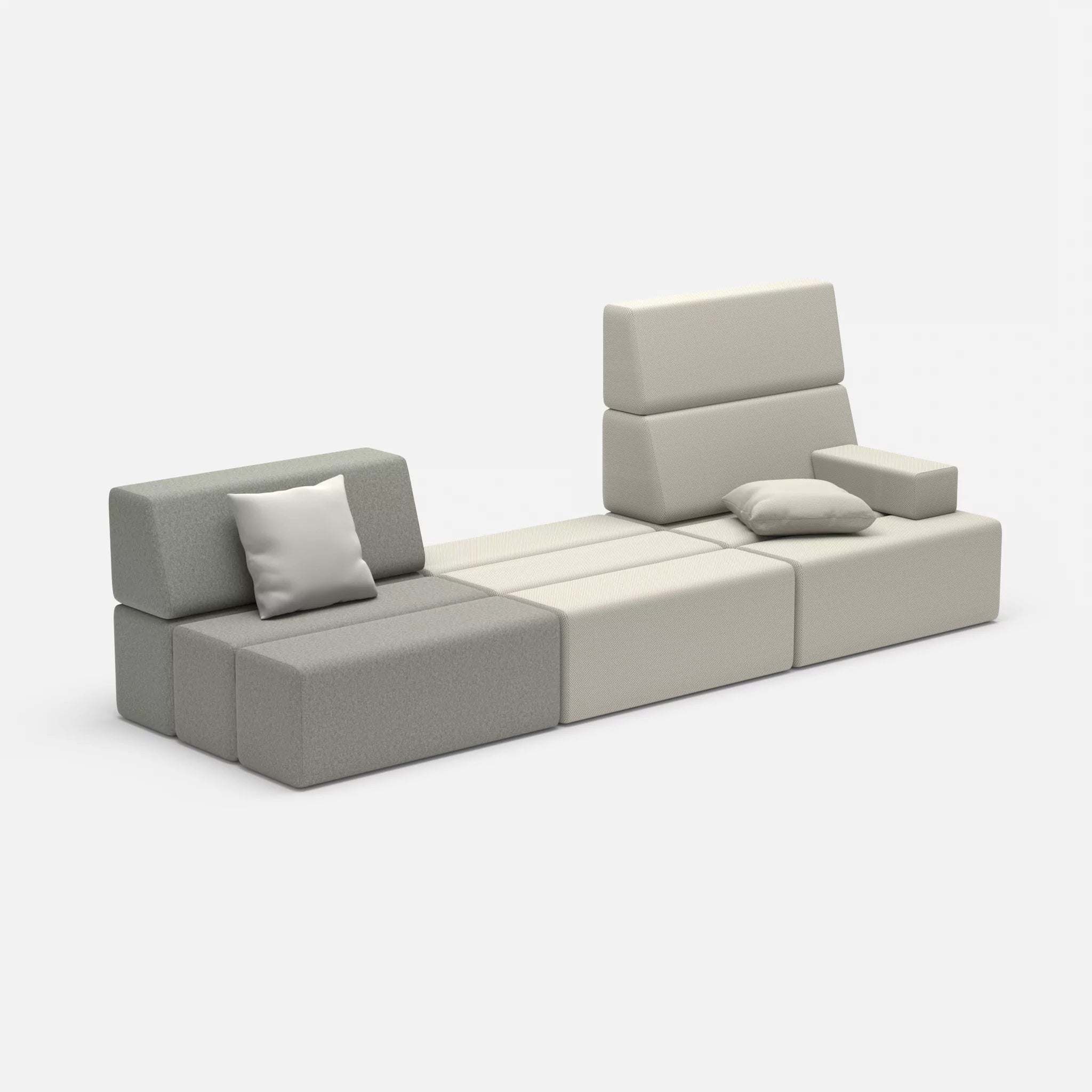 3 Sitzer Sofa Bricks 1 dama0003-novumkies in Mittelgrau und Mittelgrau von der Seite