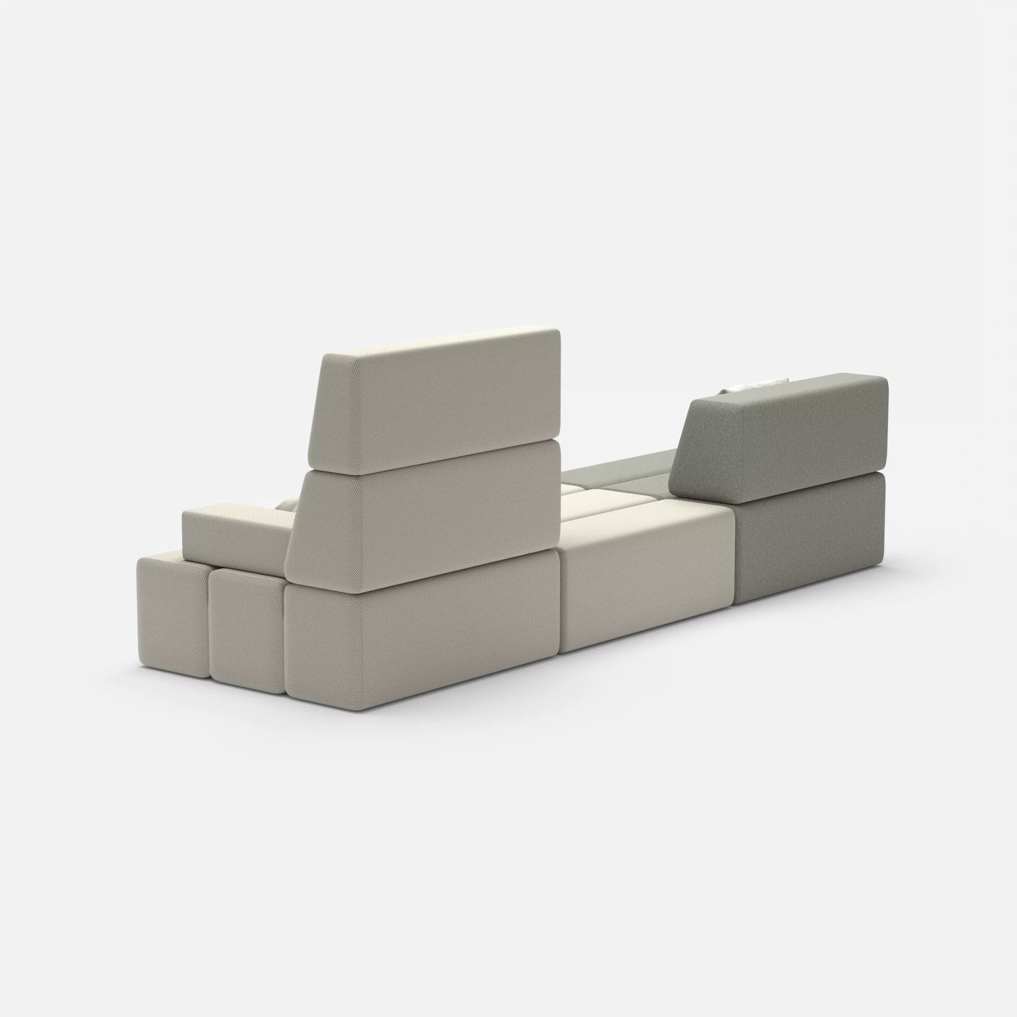 3 Sitzer Sofa Bricks 1 dama0003-novumkies in Mittelgrau und Mittelgrau von hinten