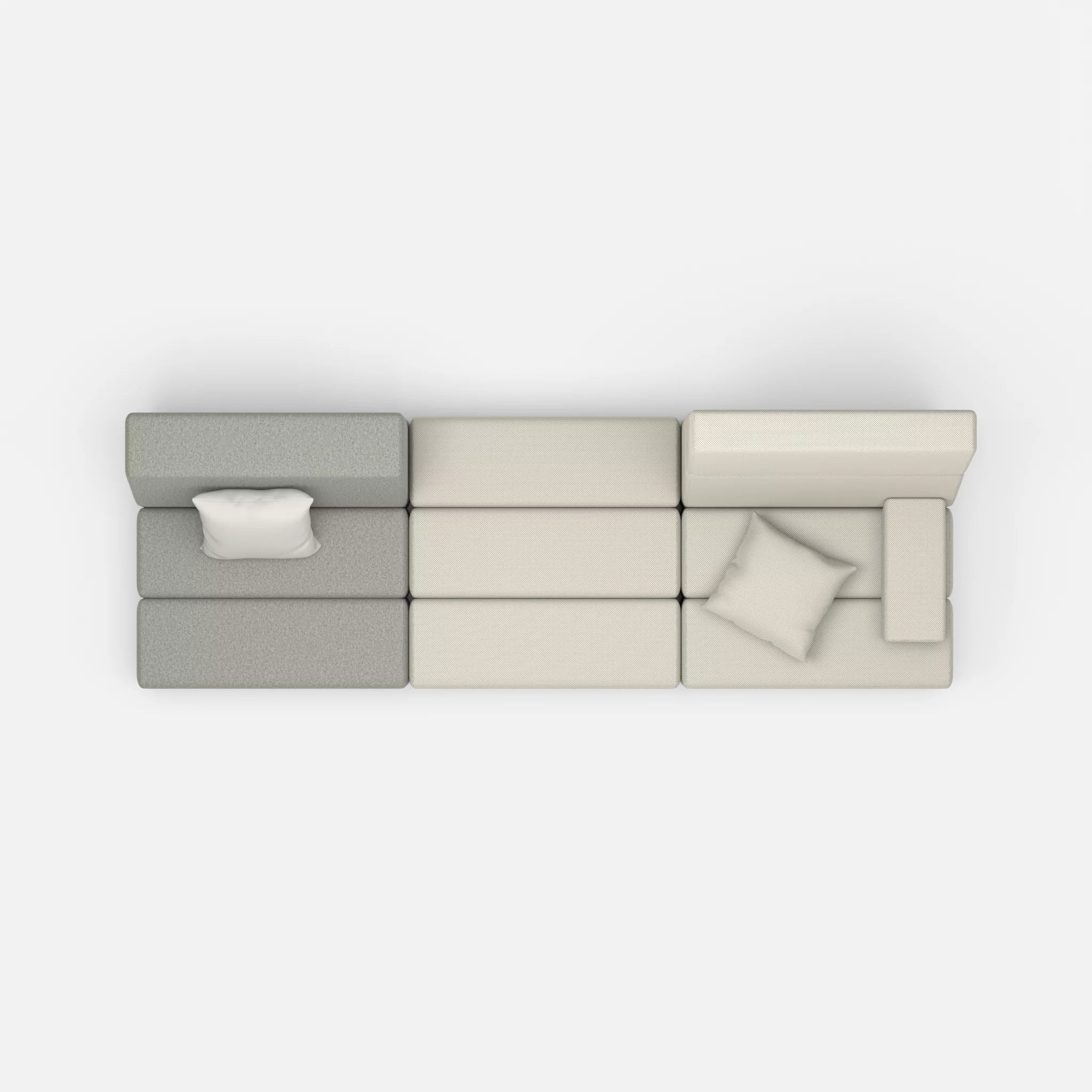 3 Sitzer Sofa Bricks 1 dama0003-novumkies in Mittelgrau und Mittelgrau von oben