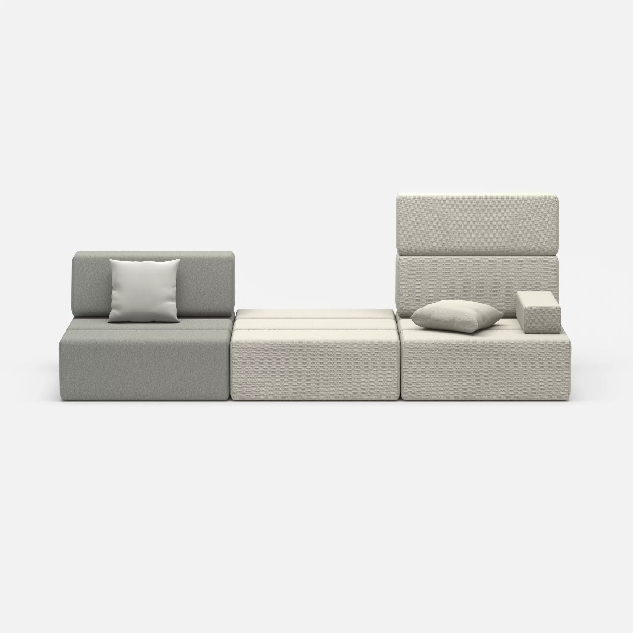 3 Sitzer Sofa Bricks 1 dama0003-novumkies in Mittelgrau und Mittelgrau von vorne