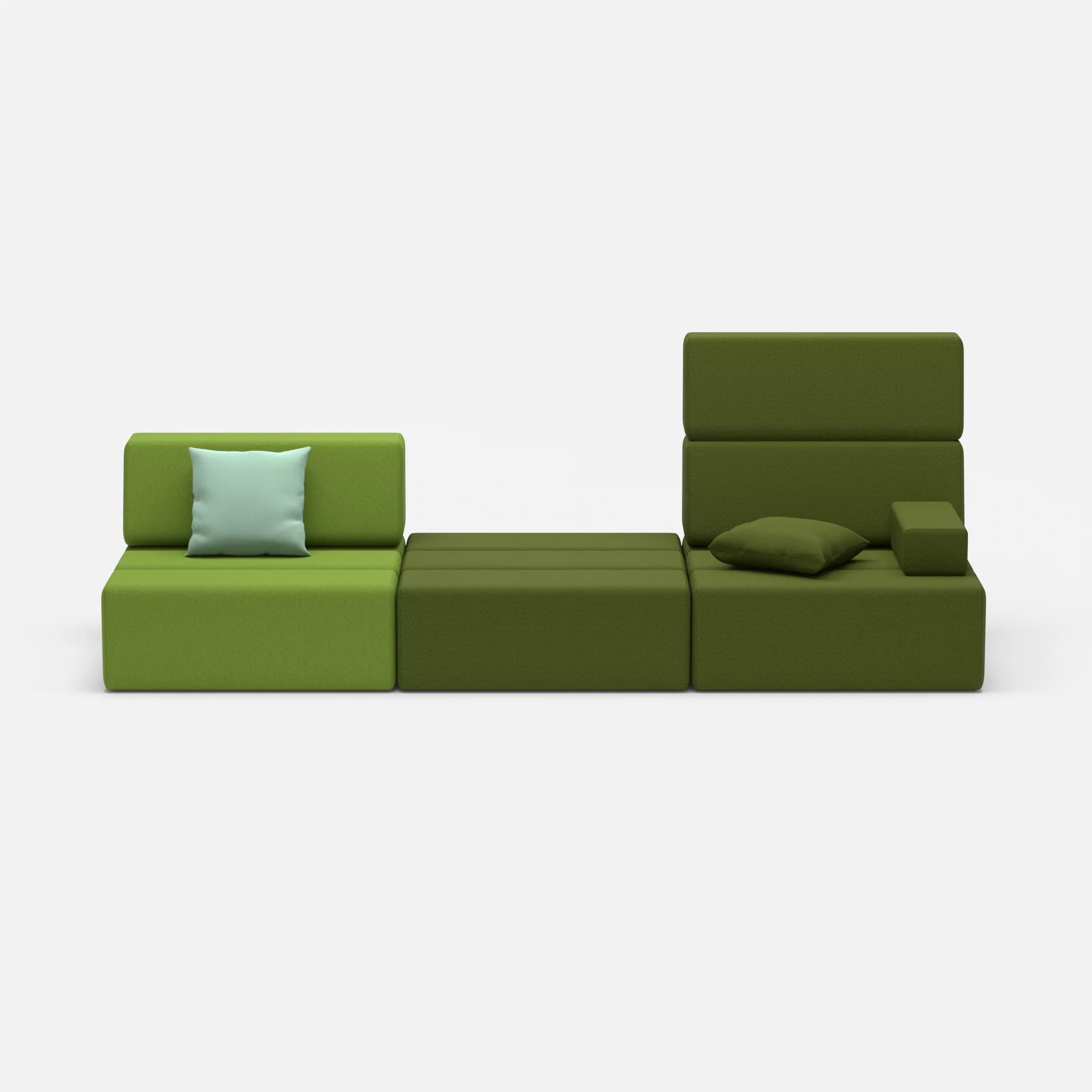 3 Sitzer Sofa Bricks 1 dama0027-novummoss in Grün und Grün von vorne