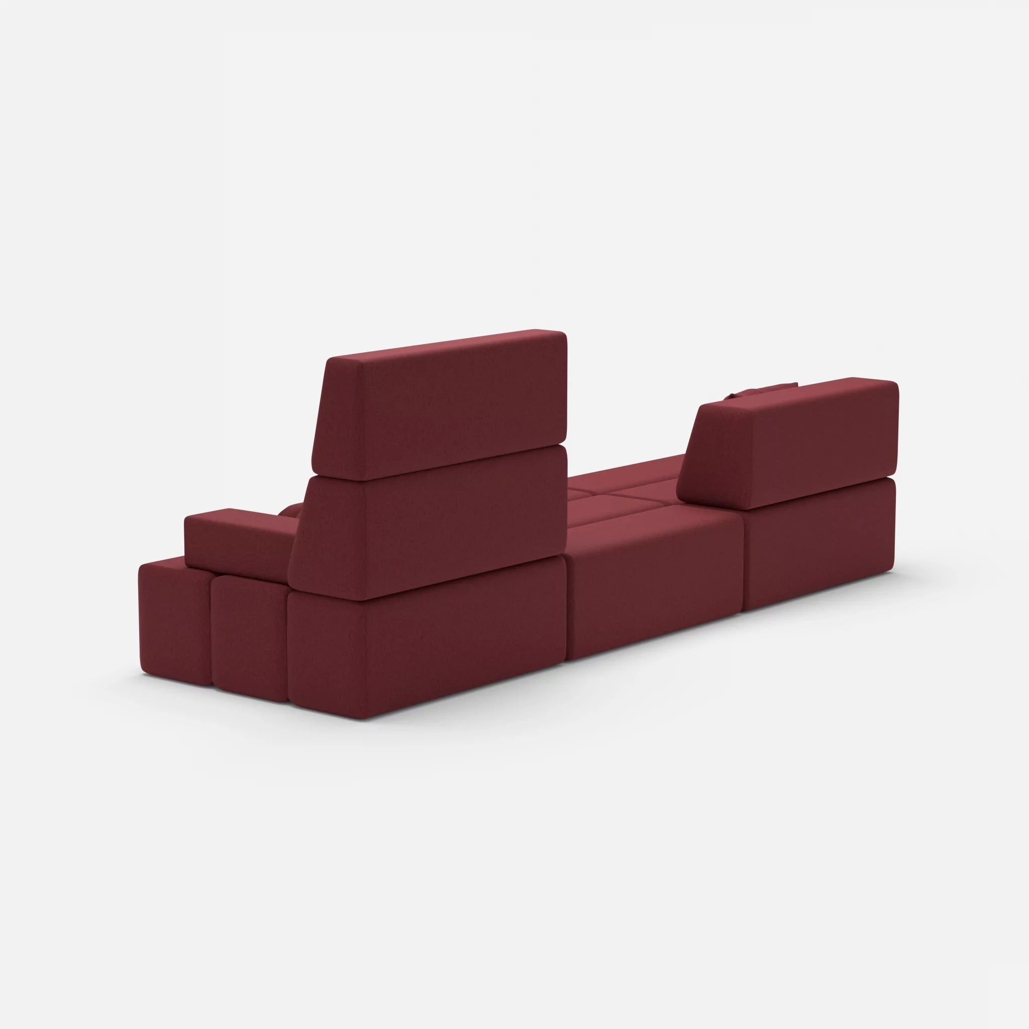 3 Sitzer Sofa Bricks 1 dama0034 in Bordeaux von hinten