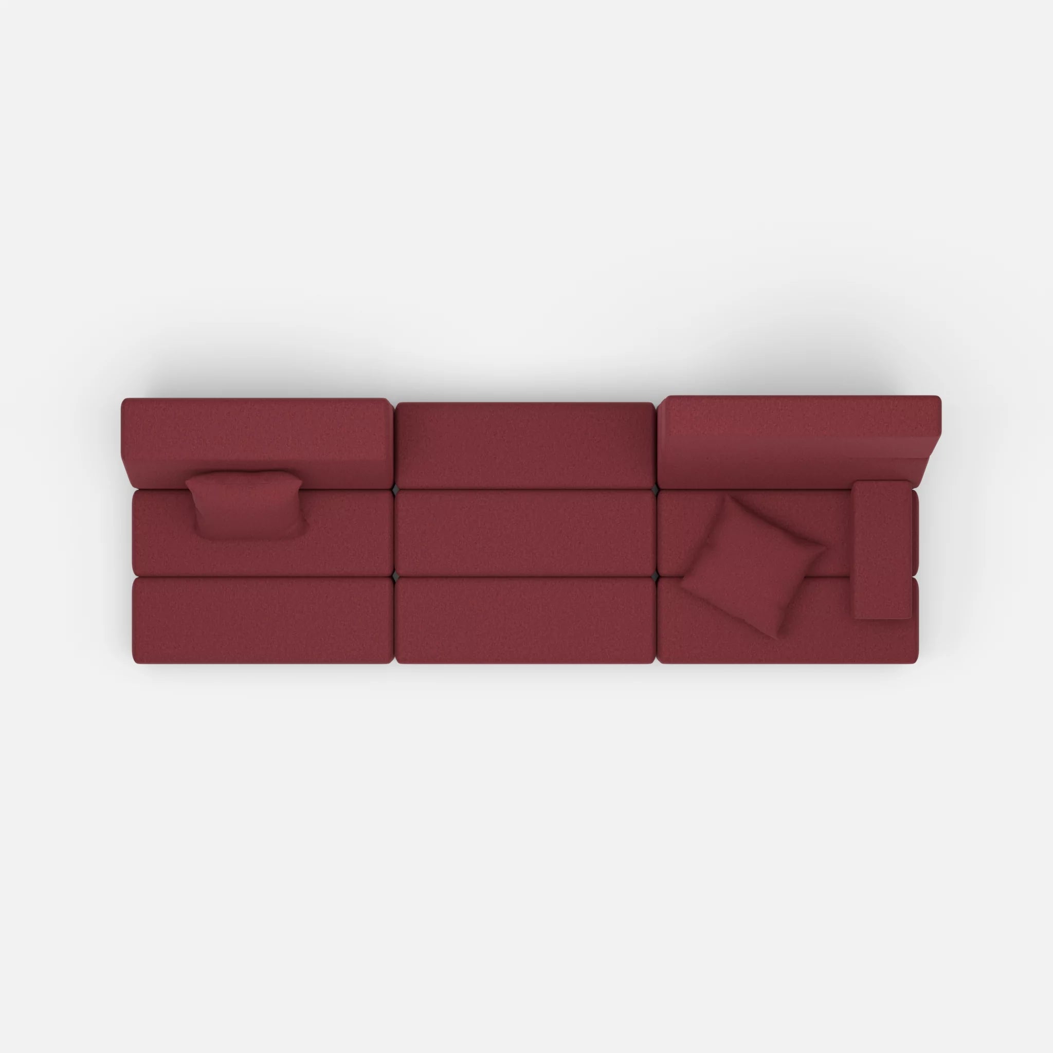 3 Sitzer Sofa Bricks 1 dama0034 in Bordeaux von oben