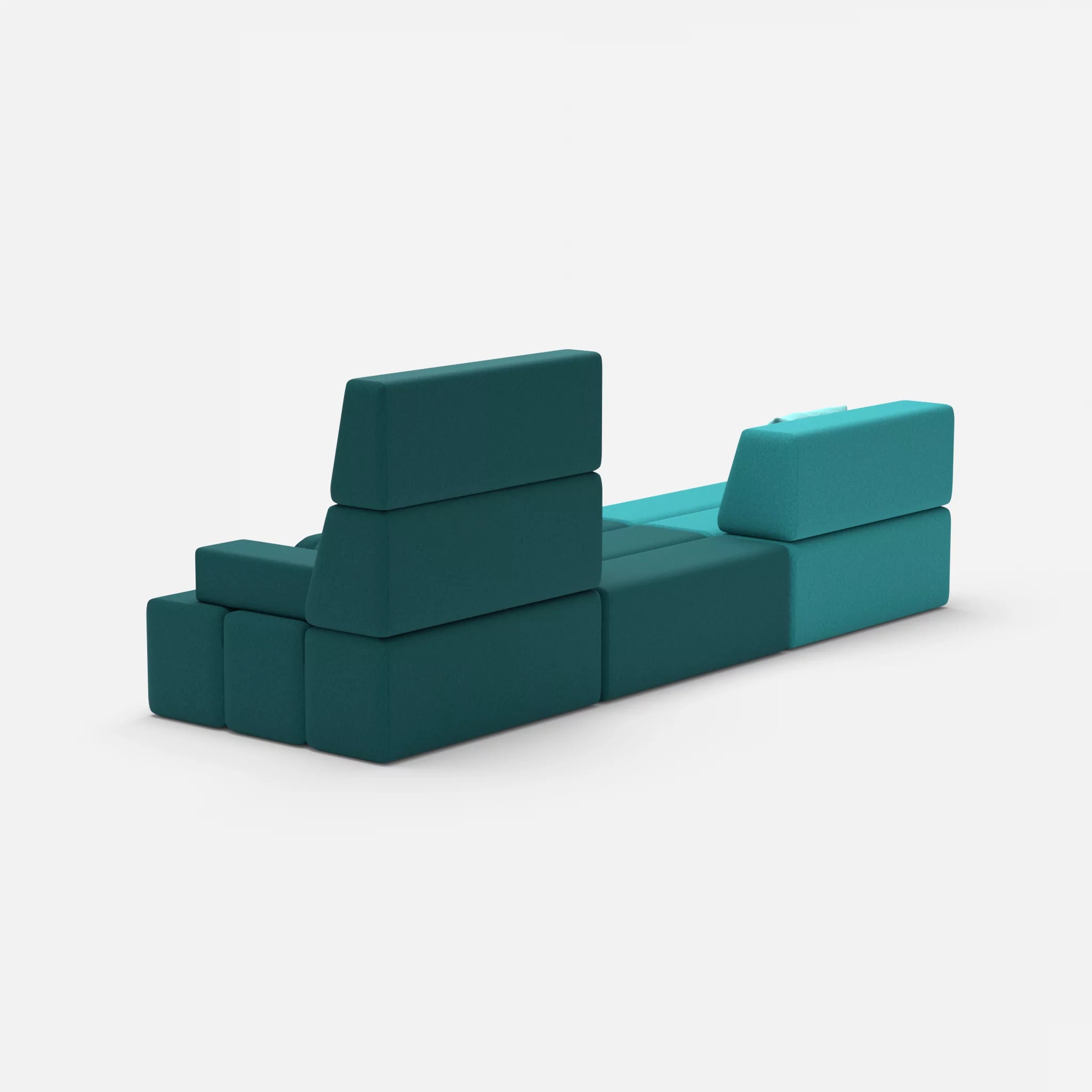 3 Sitzer Sofa Bricks 1 dama0076-dama0018 in Türkis und Türkis von hinten