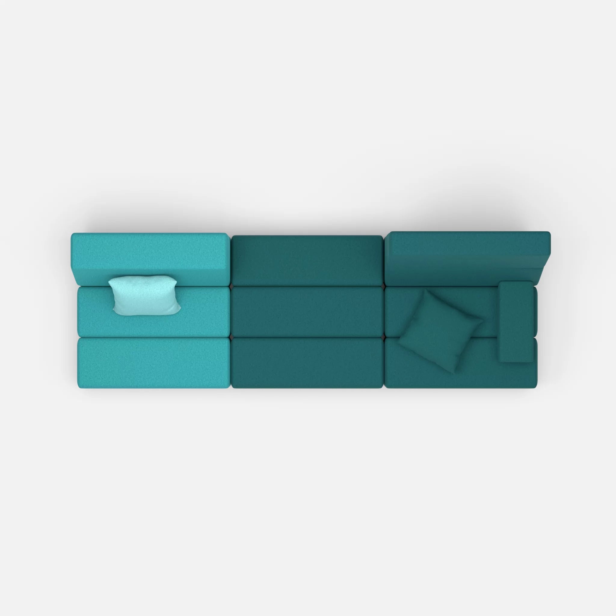 3 Sitzer Sofa Bricks 1 dama0076-dama0018 in Türkis und Türkis von oben