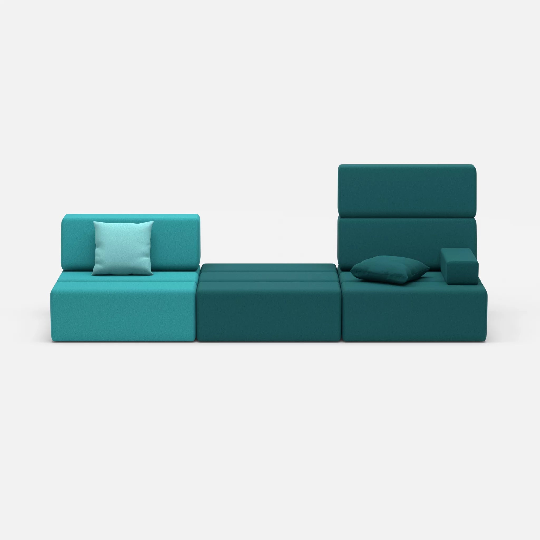 3 Sitzer Sofa Bricks 1 dama0076-dama0018 in Türkis und Türkis von vorne