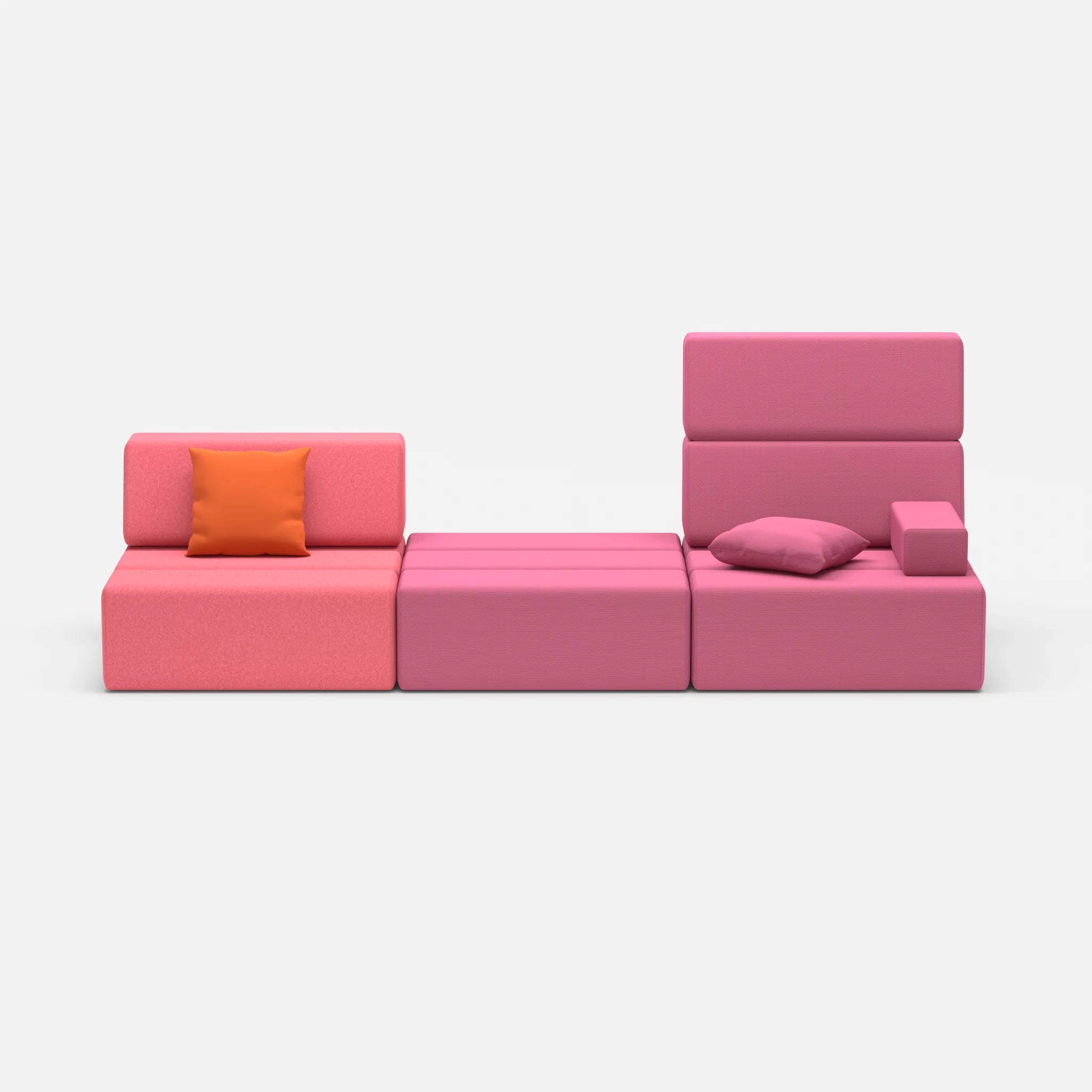 3 Sitzer Sofa Bricks 1 dama0083-novumlitchi in Pink und Violett von vorne