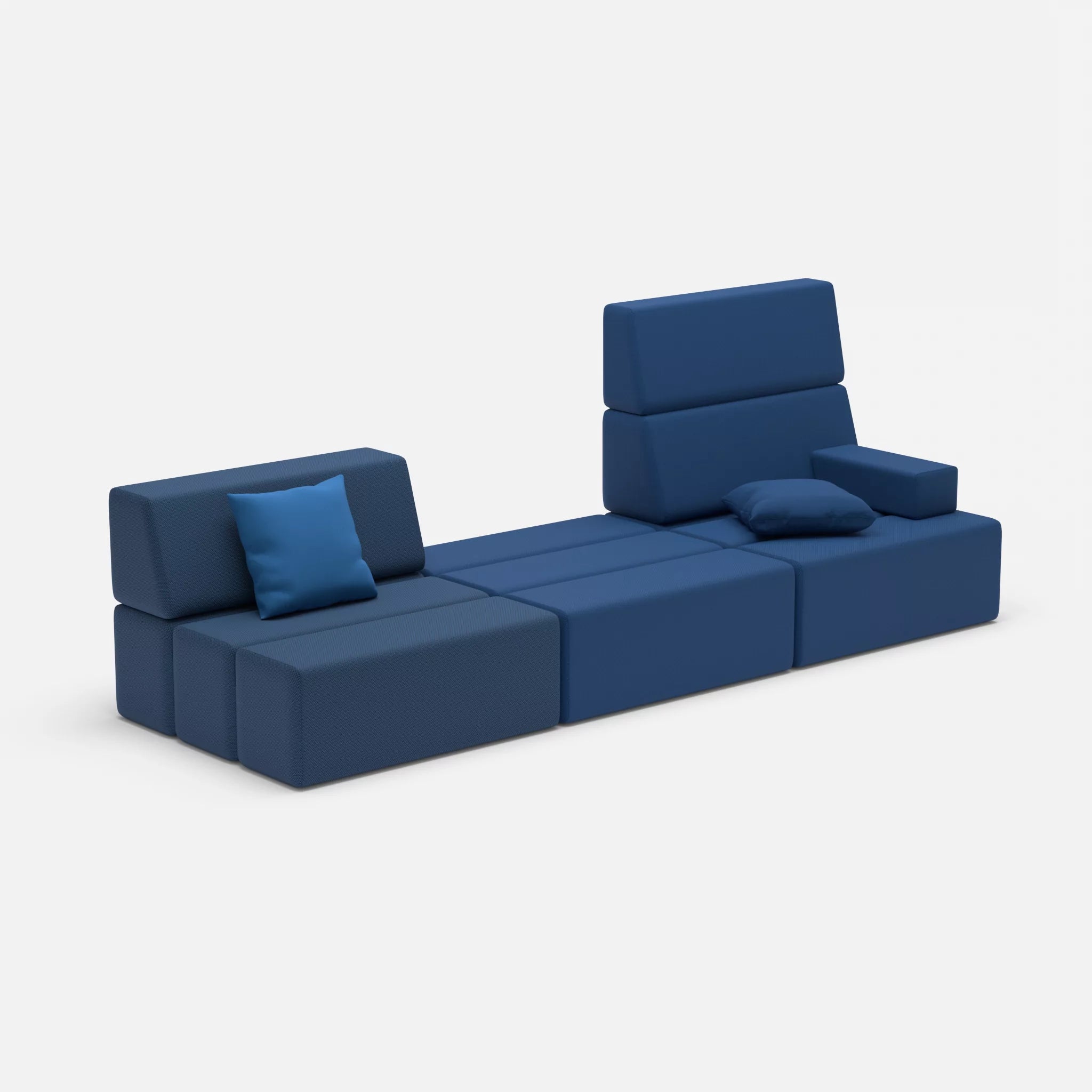 3 Sitzer Sofa Bricks 1 novumamur-radio6512 in Navy und Dunkelblau von der Seite