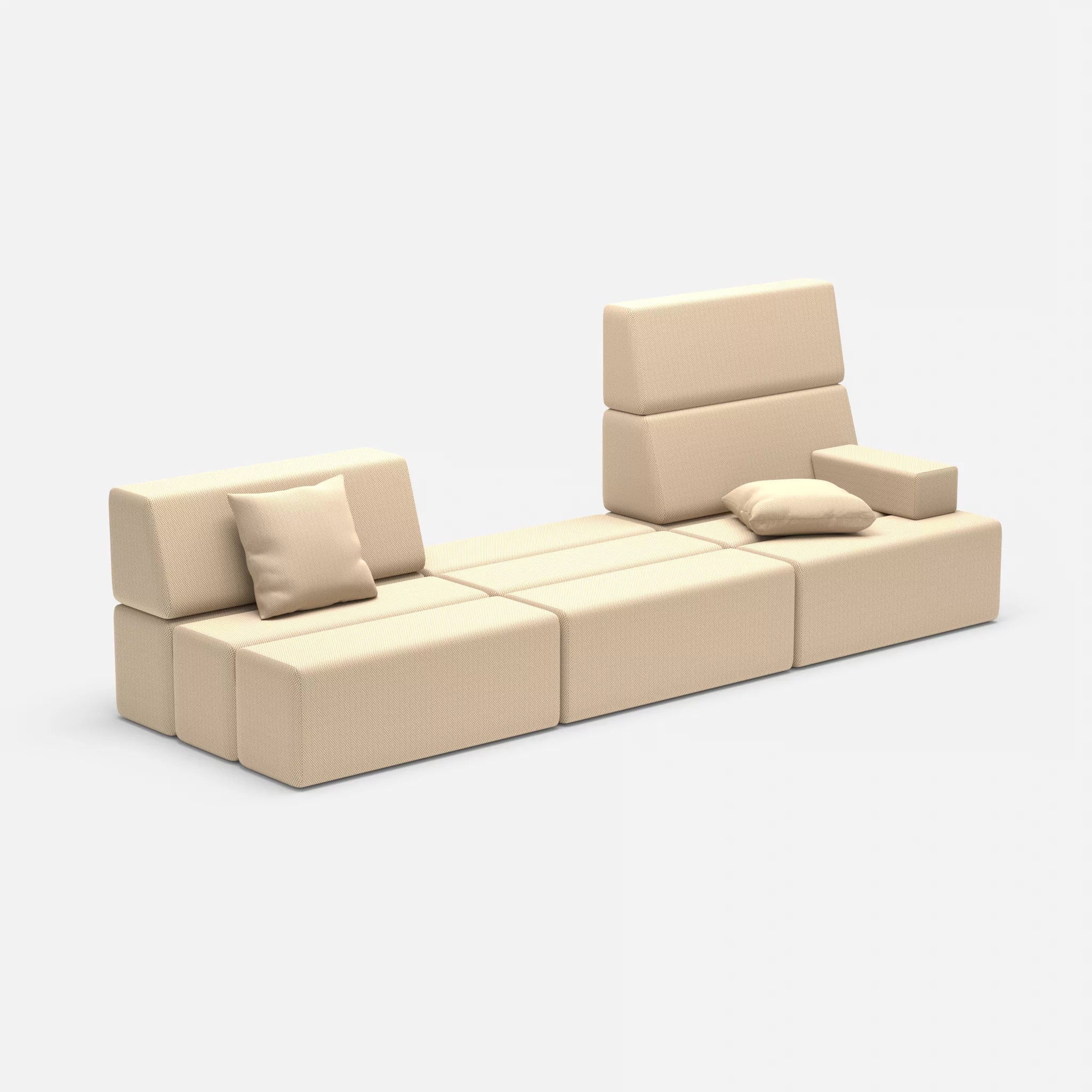 3 Sitzer Sofa Bricks 1 novumcocos in Hellbraun von der Seite