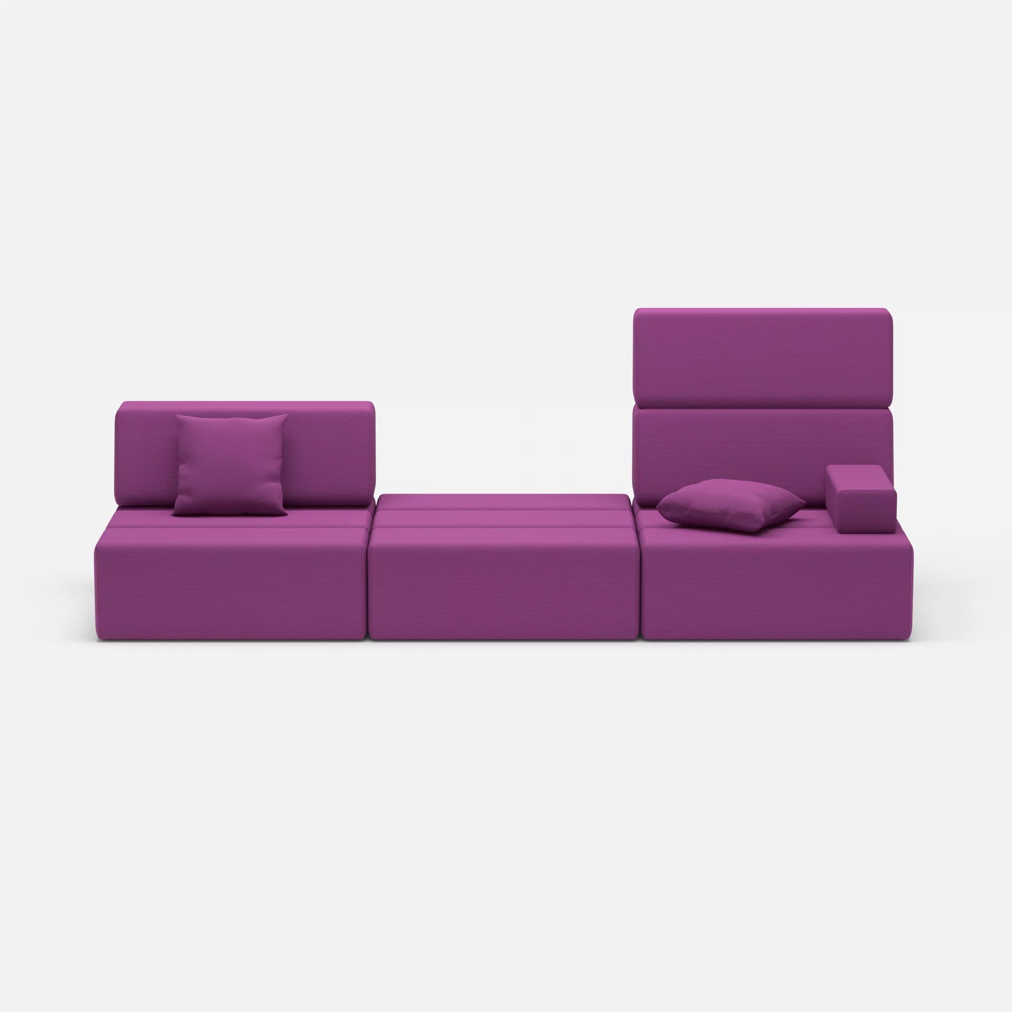 3 Sitzer Sofa Bricks 1 novumviola in Violett von vorne