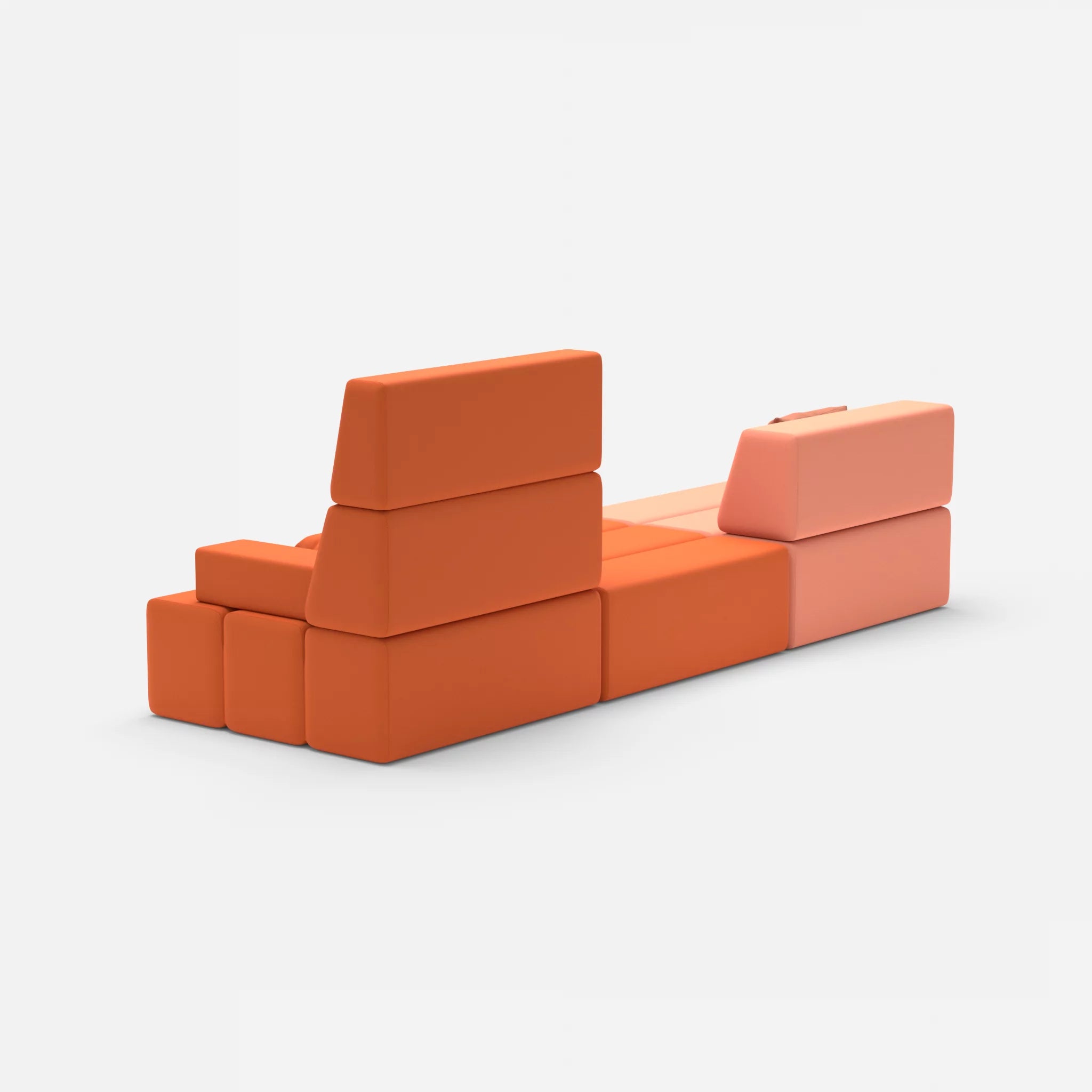 3 Sitzer Sofa Bricks 1 radio4046-radio3094 in Coral und Orange von hinten