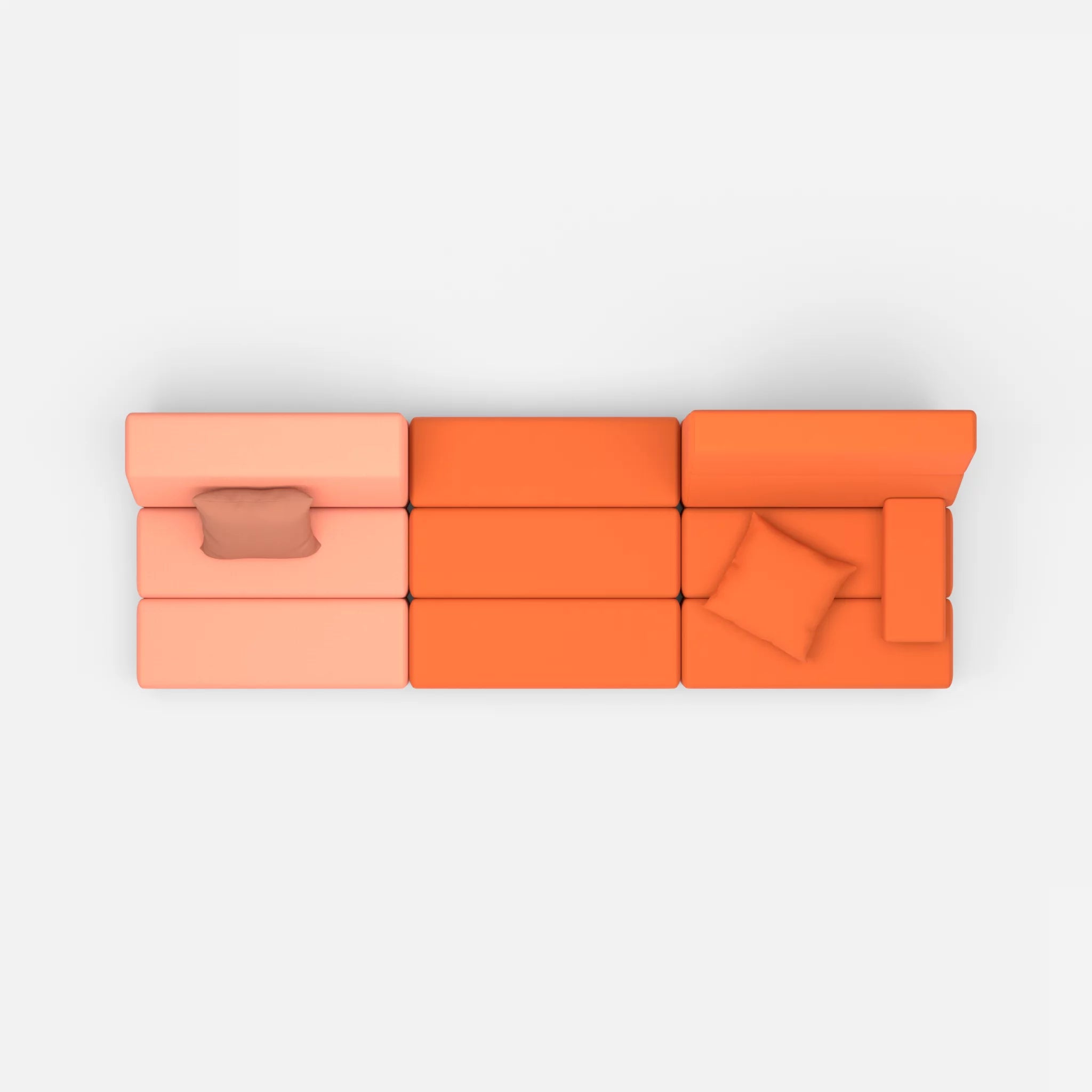 3 Sitzer Sofa Bricks 1 radio4046-radio3094 in Coral und Orange von oben