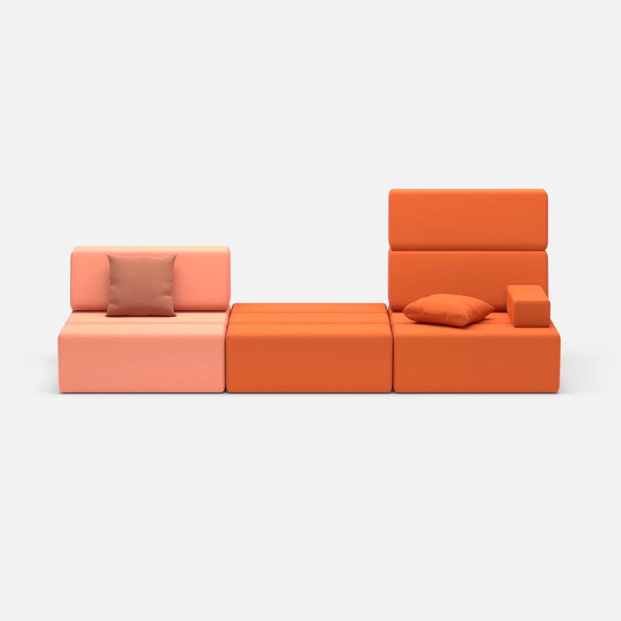 3 Sitzer Sofa Bricks 1 radio4046-radio3094 in Coral und Orange von vorne