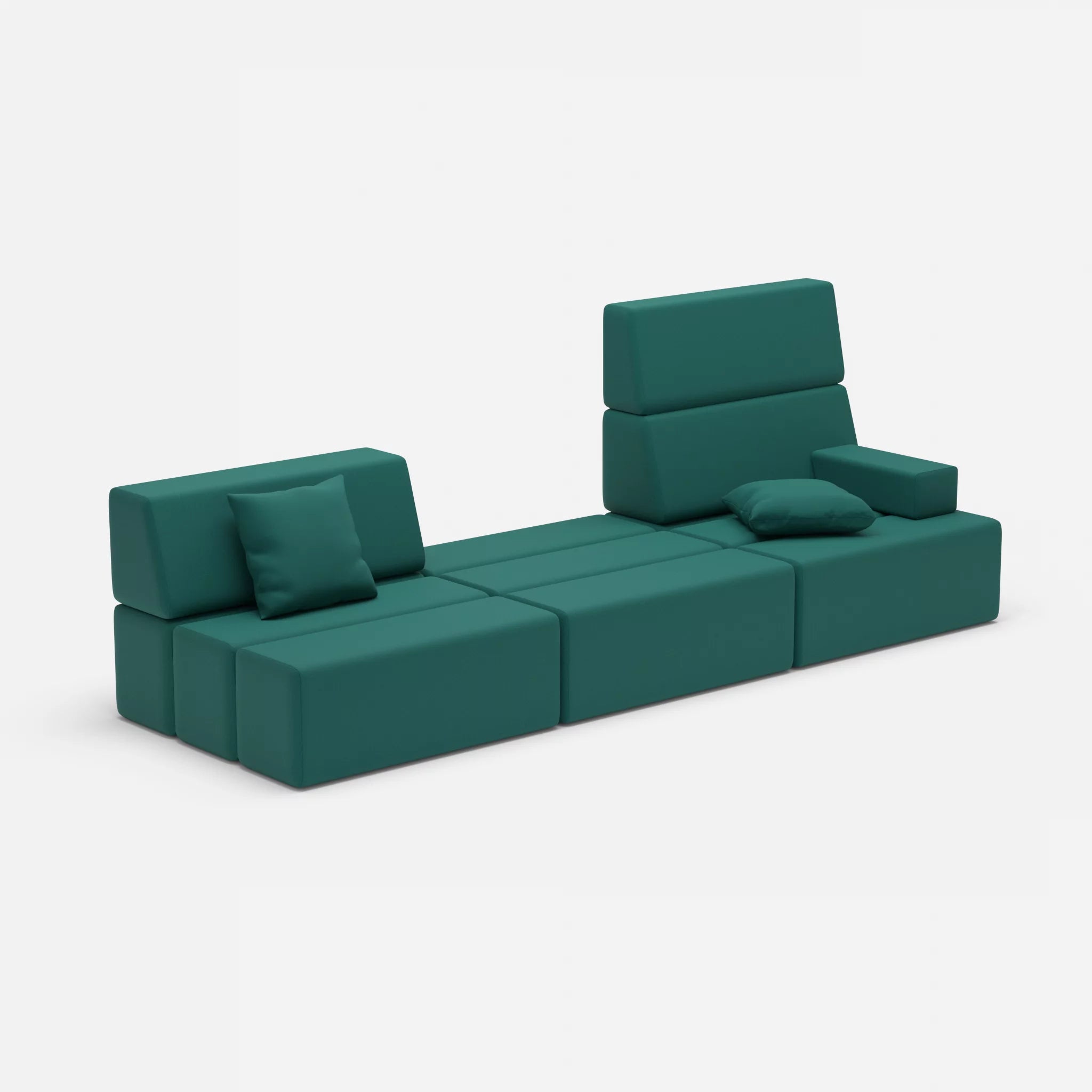 3 Sitzer Sofa Bricks 1 radio6015 in Türkis von der Seite