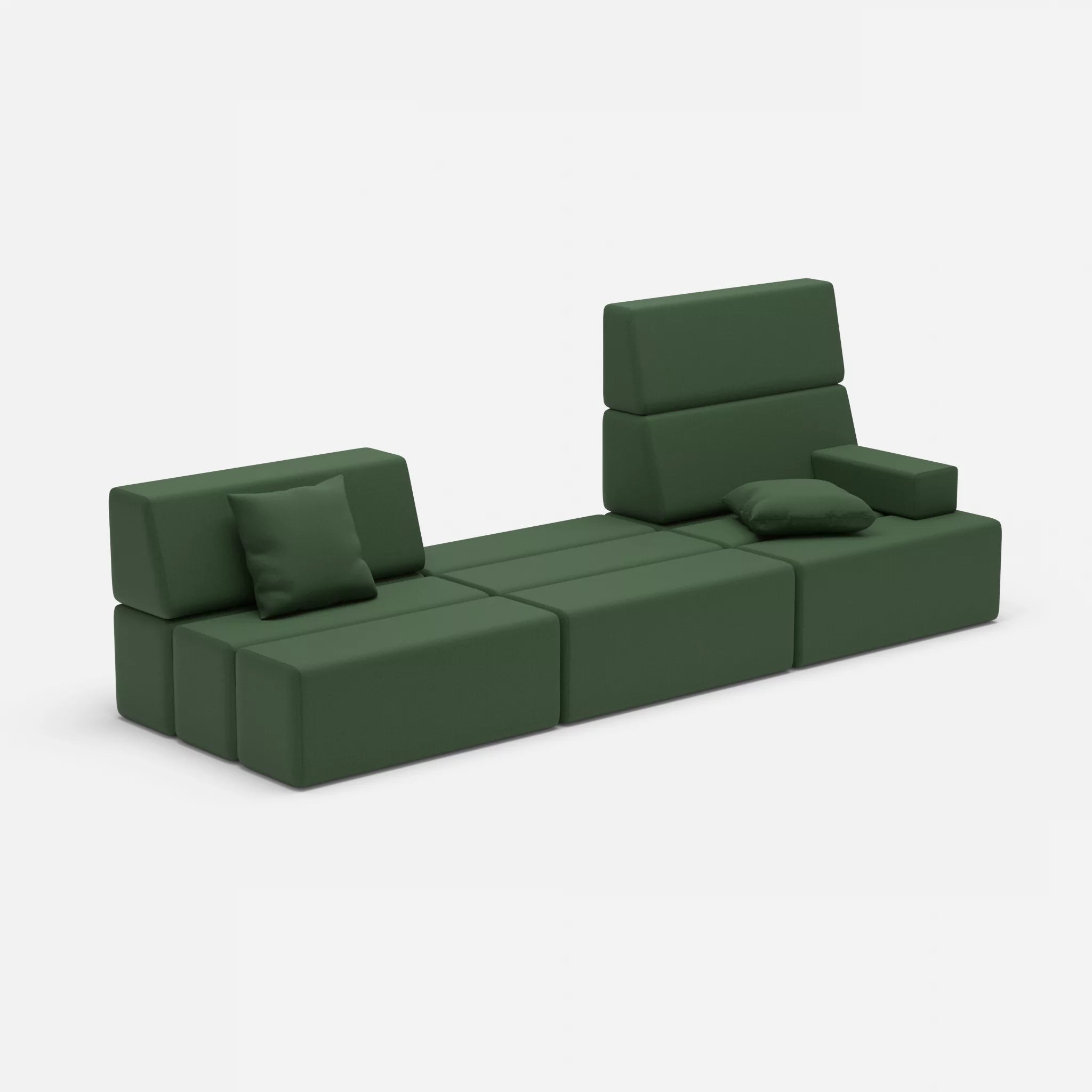 3 Sitzer Sofa Bricks 1 radio7036 in Olive von der Seite