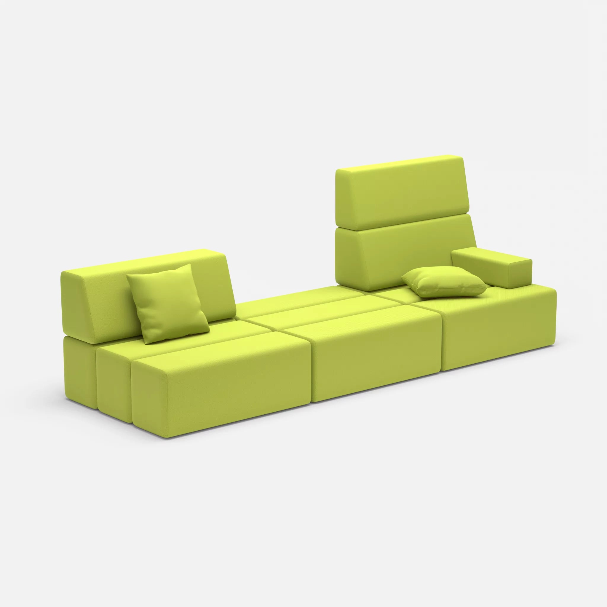 3 Sitzer Sofa Bricks 1 radio7041 in Hellgrün von der Seite