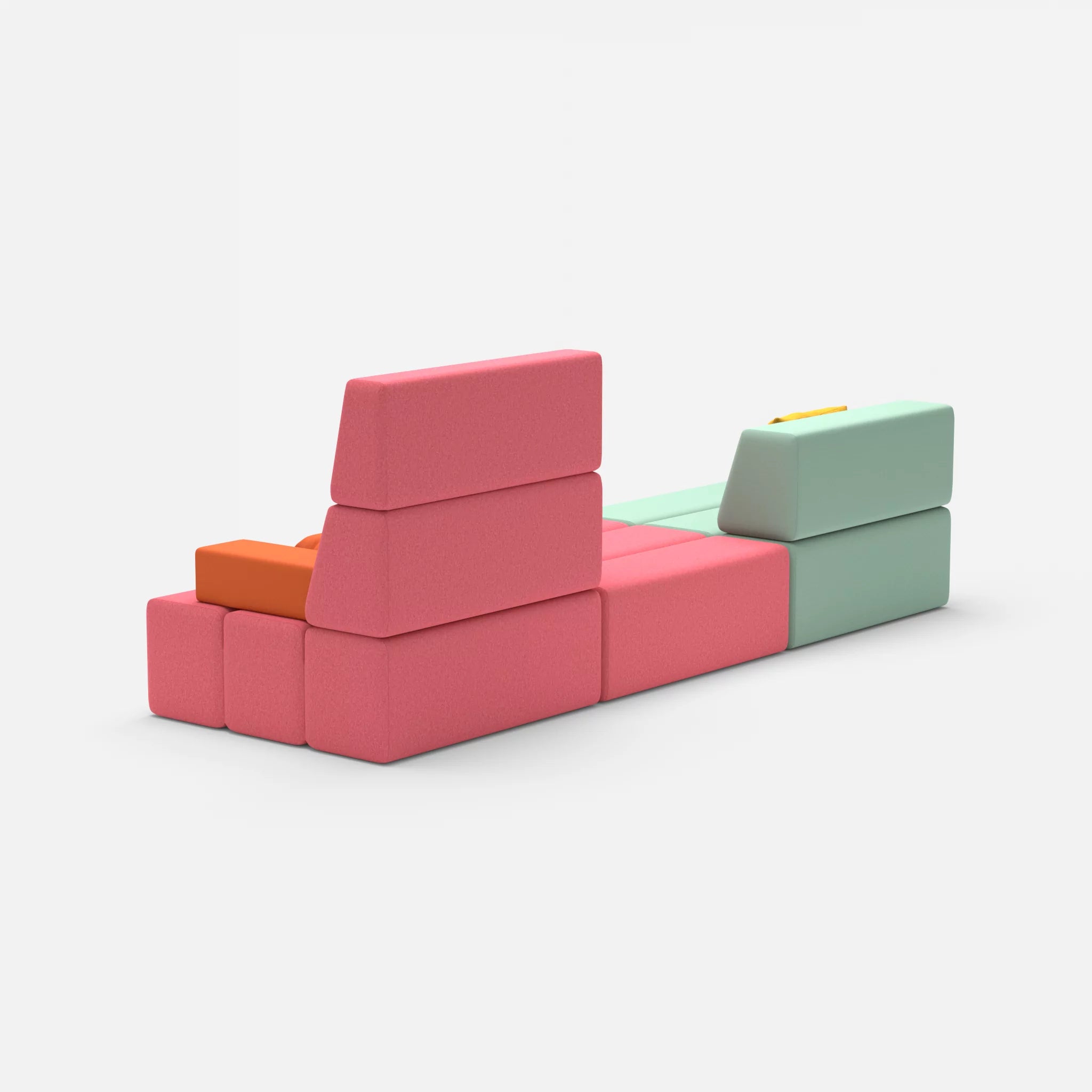 3 Sitzer Sofa Bricks 1 radio7045-dama0083 in Hellblau und Pink von hinten