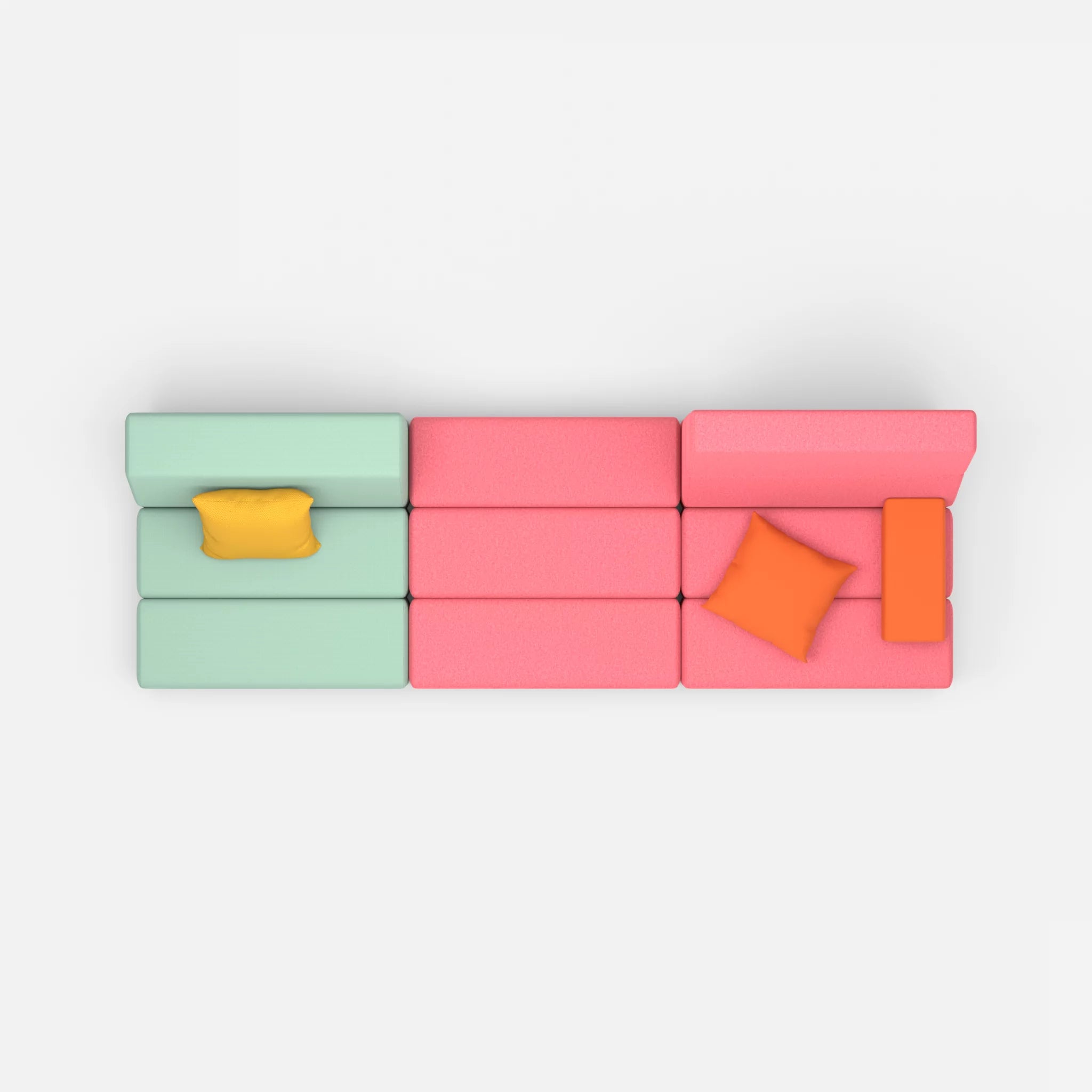 3 Sitzer Sofa Bricks 1 radio7045-dama0083 in Hellblau und Pink von oben