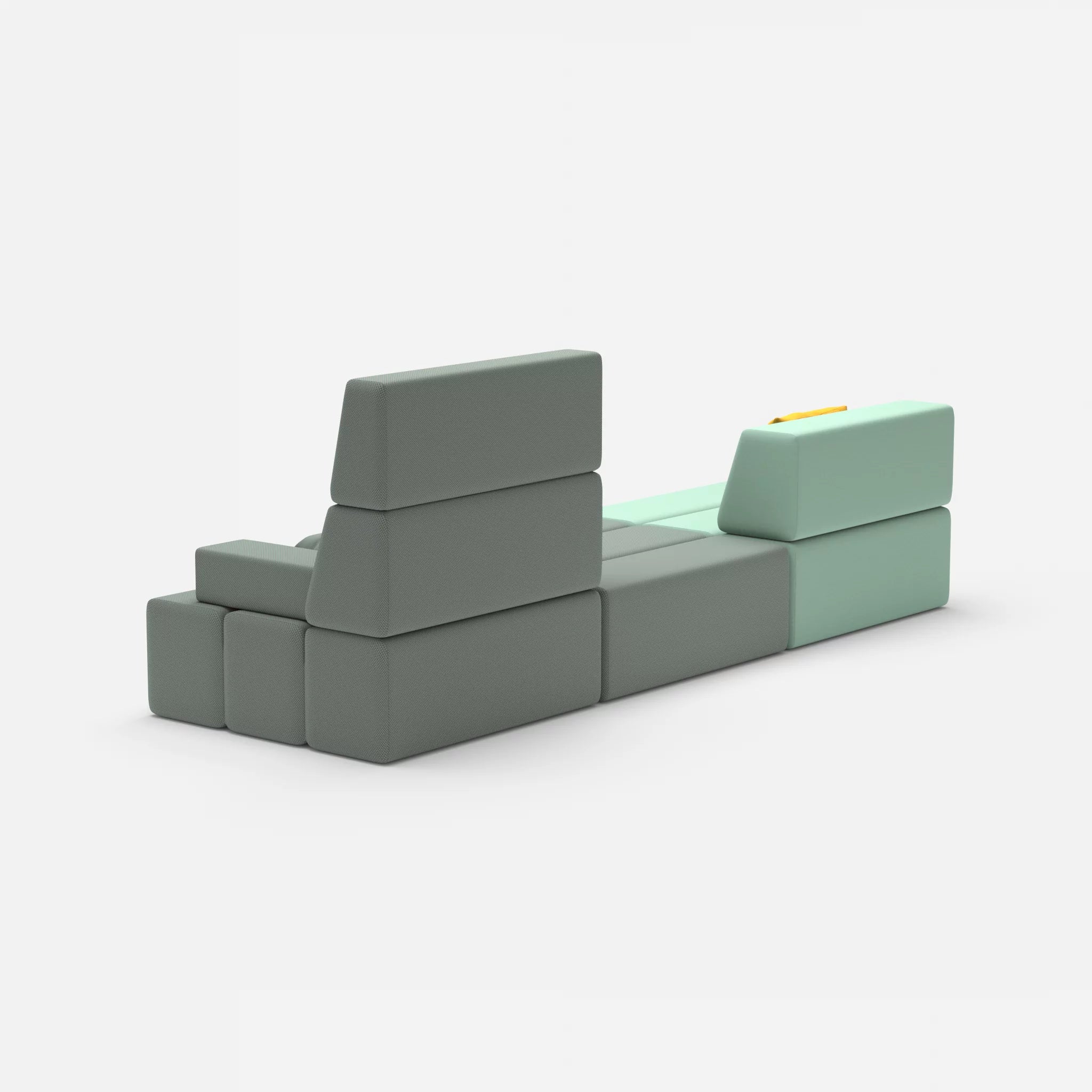3 Sitzer Sofa Bricks 1 radio7045-novumdelphi in Hellblau und Graublau von hinten