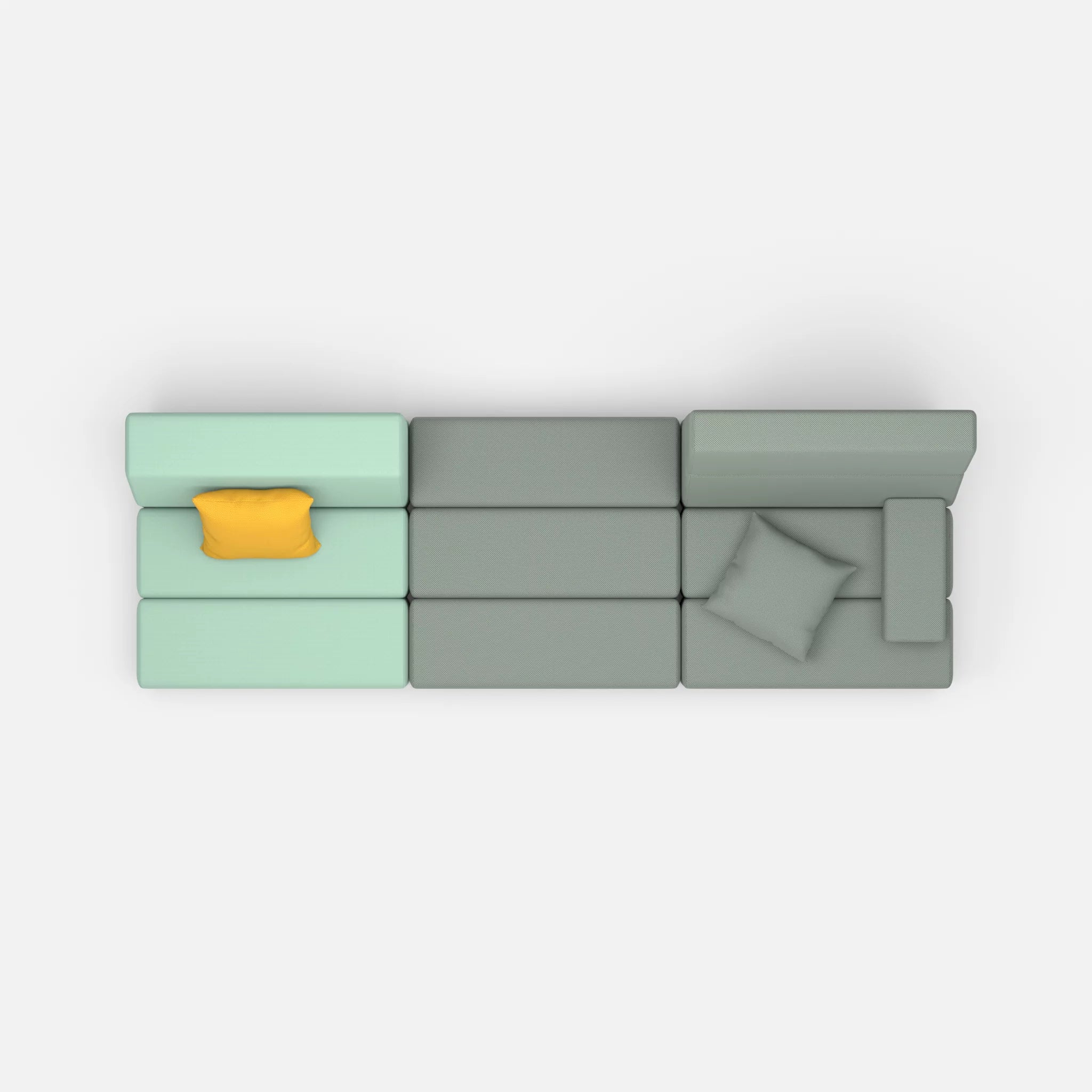 3 Sitzer Sofa Bricks 1 radio7045-novumdelphi in Hellblau und Graublau von oben