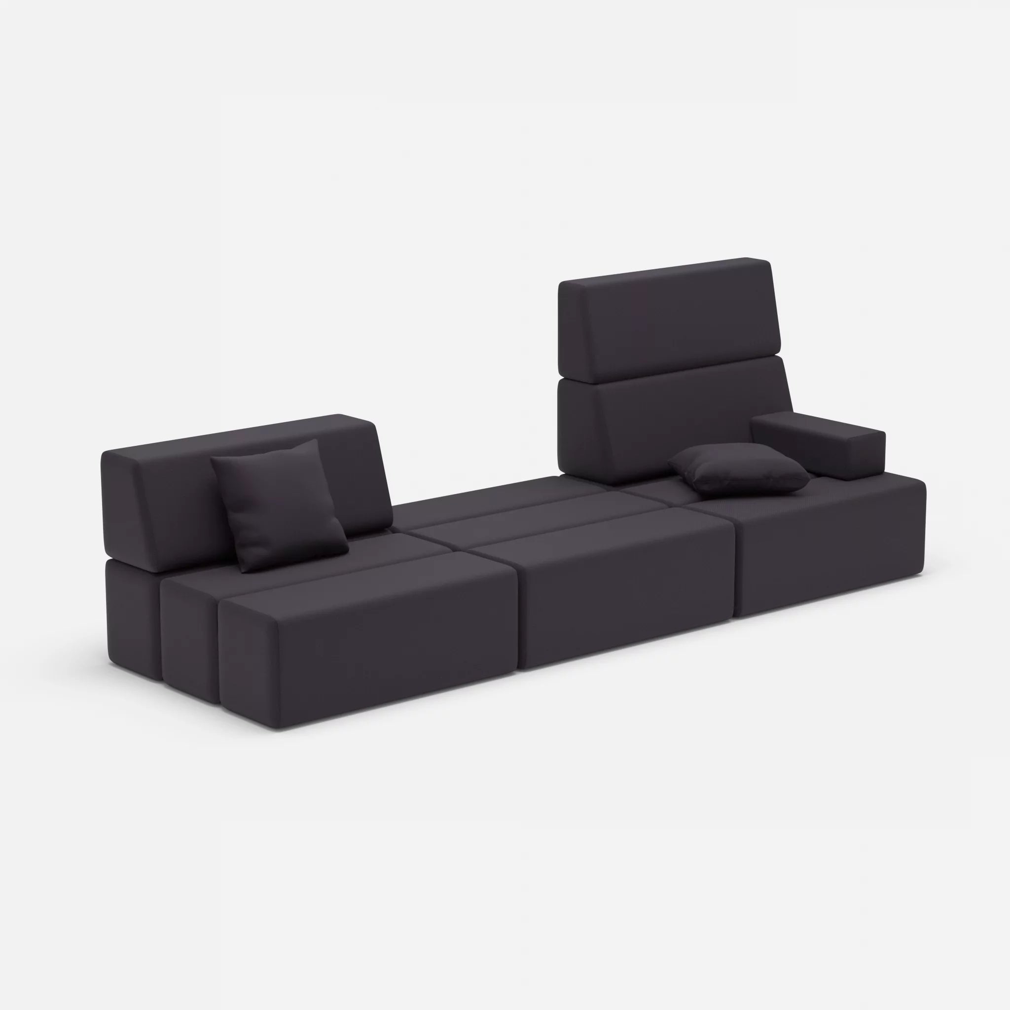 3 Sitzer Sofa Bricks 1 radio8517 in Anthrazit von der Seite