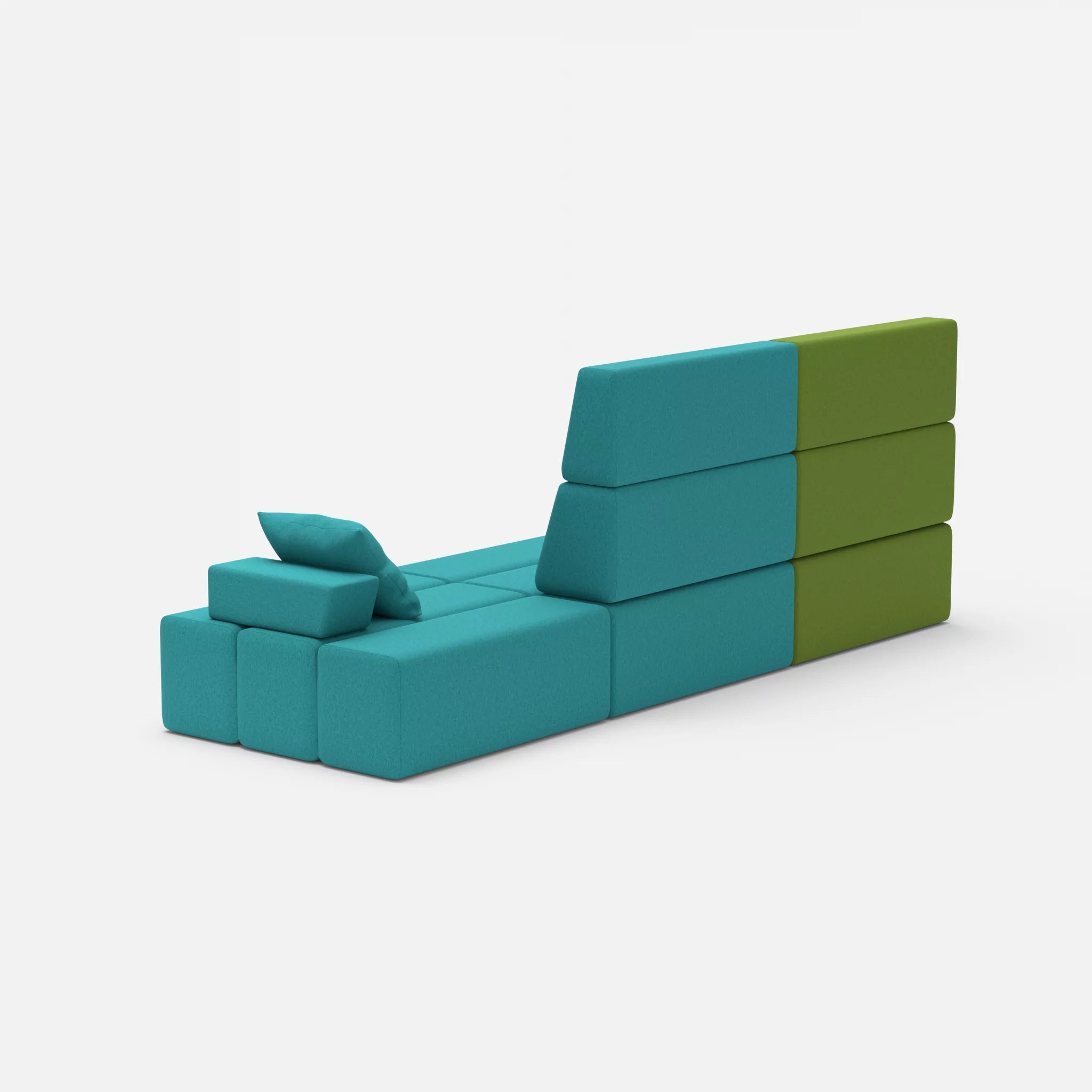 3 Sitzer Sofa Bricks 2 dama0027-dama0076 in Grün und Türkis von hinten