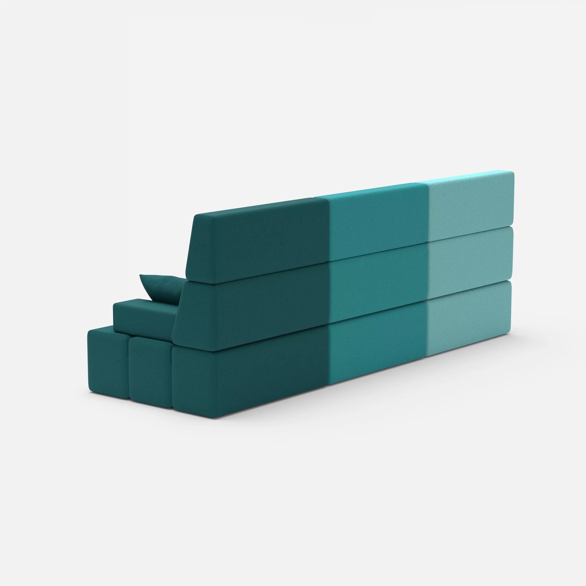 3 Sitzer Sofa Bricks 3 dama0030-dama0018 in Türkis und Türkis von hinten