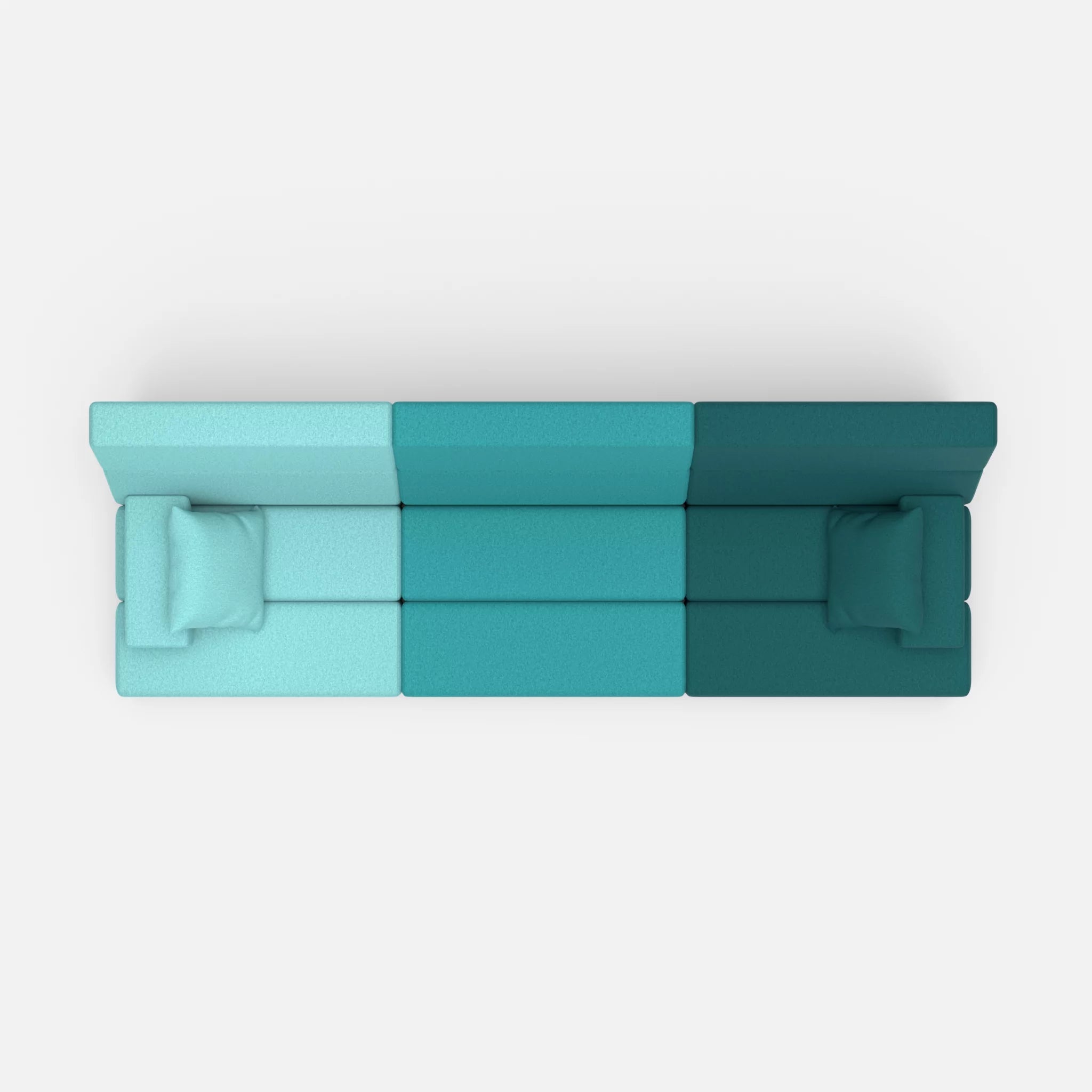 3 Sitzer Sofa Bricks 3 dama0030-dama0018 in Türkis und Türkis von oben