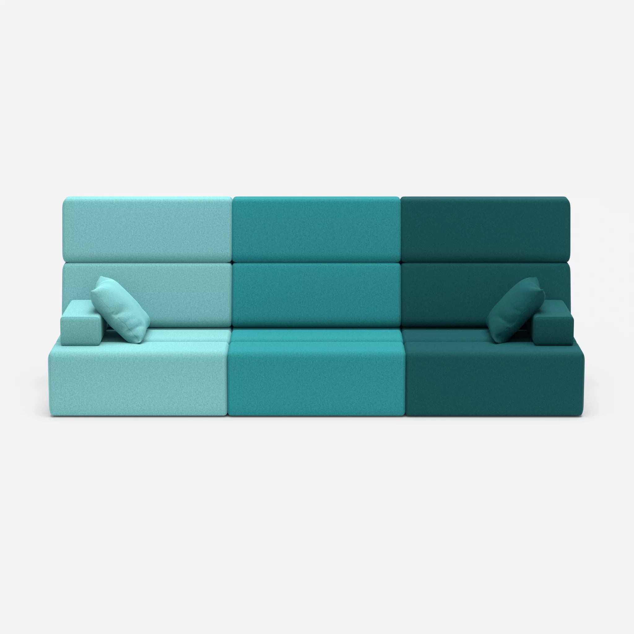 3 Sitzer Sofa Bricks 3 dama0030-dama0018 in Türkis und Türkis von vorne