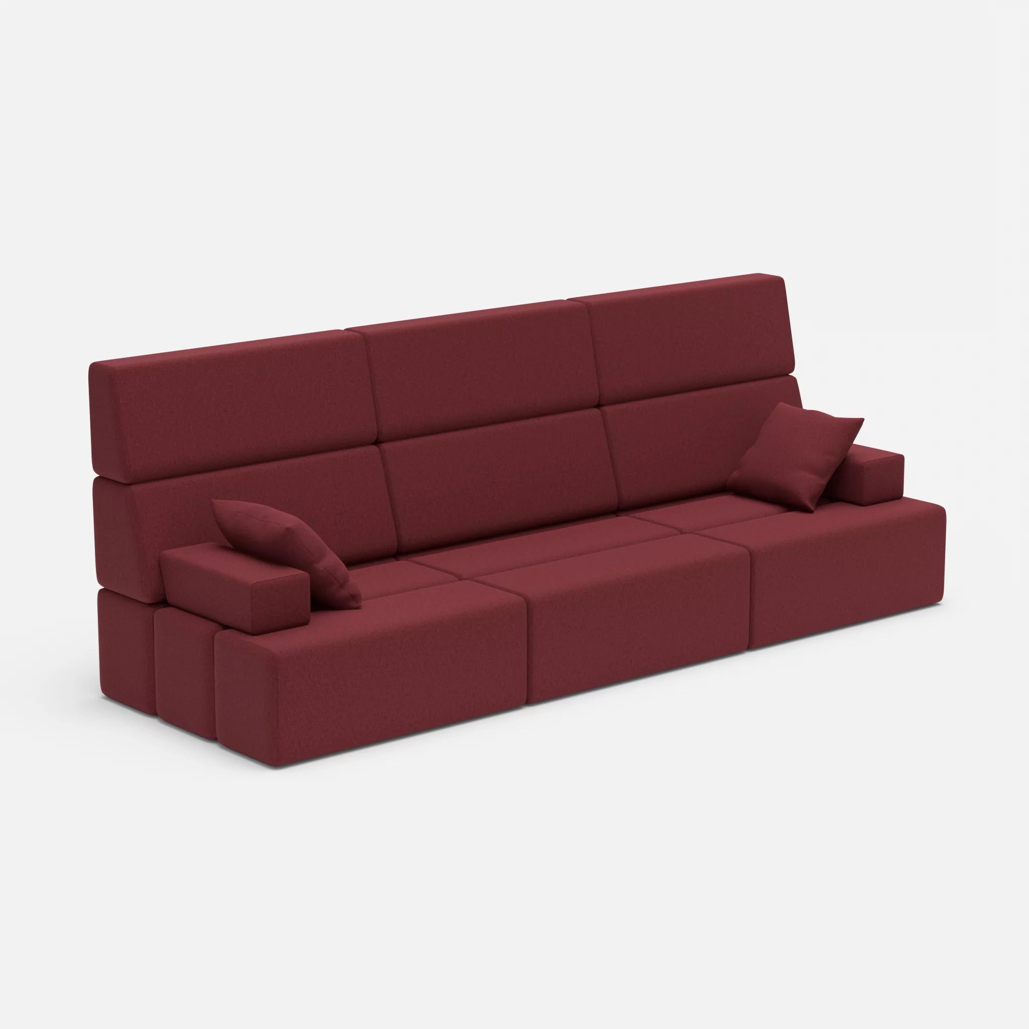 3 Sitzer Sofa Bricks 3 dama0034 in Bordeaux von der Seite