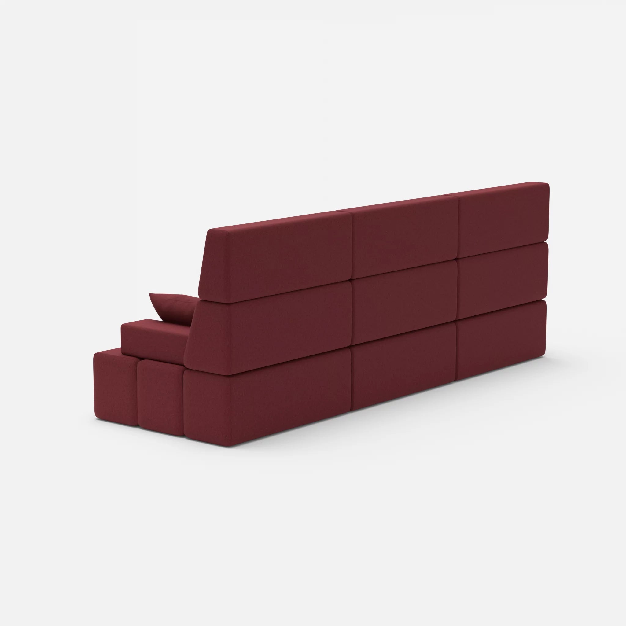 3 Sitzer Sofa Bricks 3 dama0034 in Bordeaux von hinten