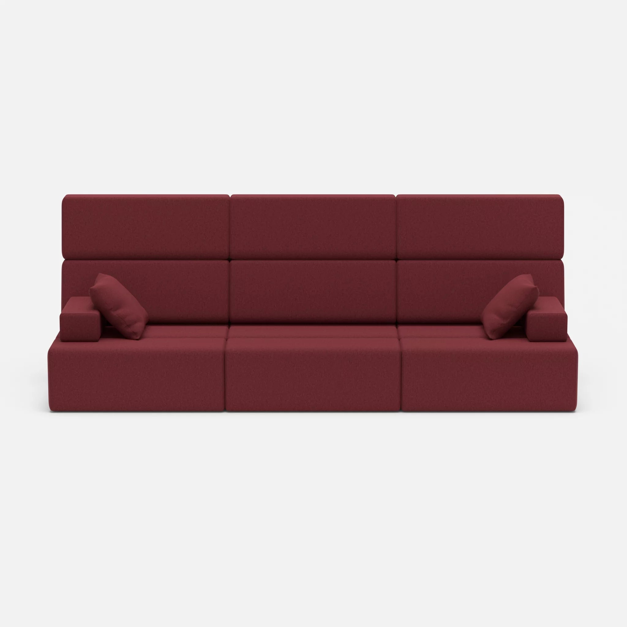 3 Sitzer Sofa Bricks 3 dama0034 in Bordeaux von vorne
