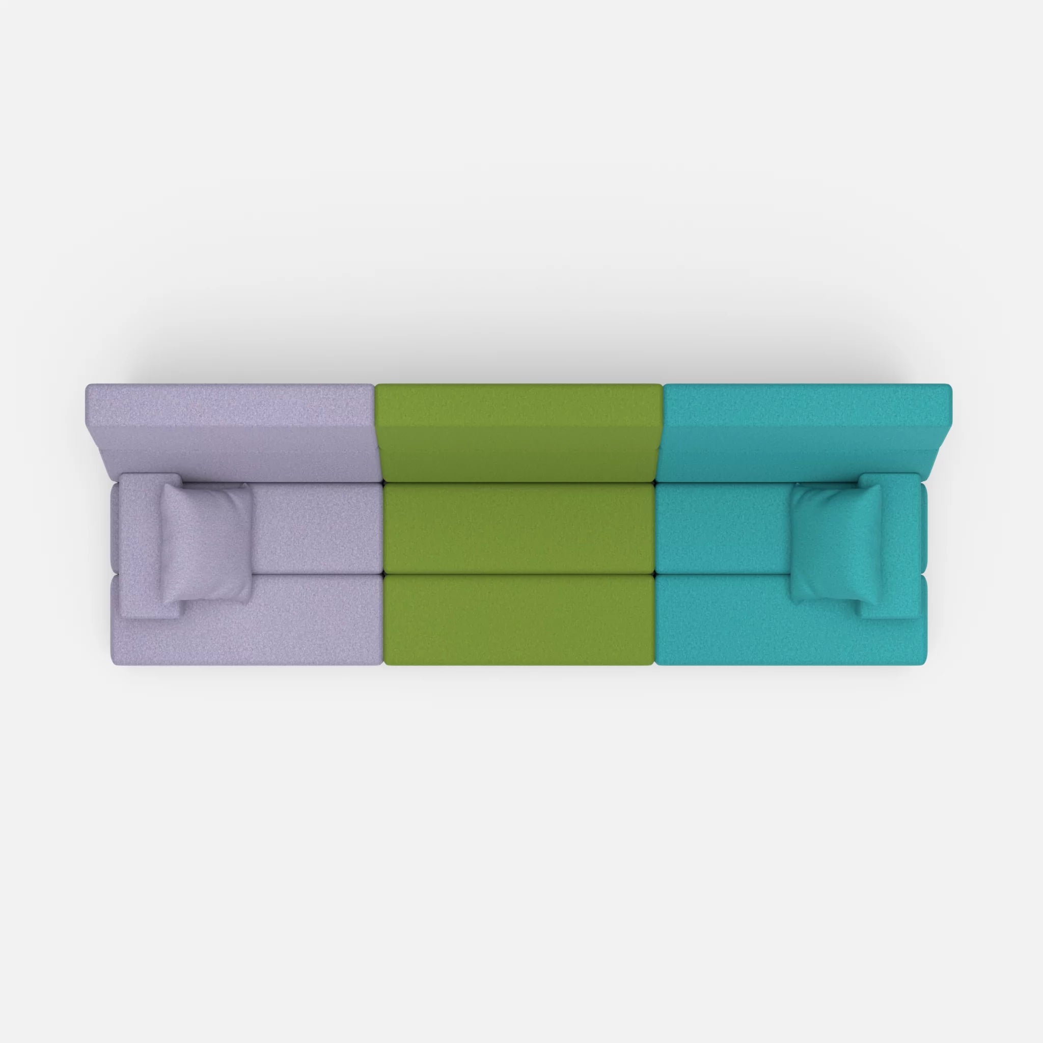 3 Sitzer Sofa Bricks 3 dama0039-dama0076 in Flieder und Türkis von oben
