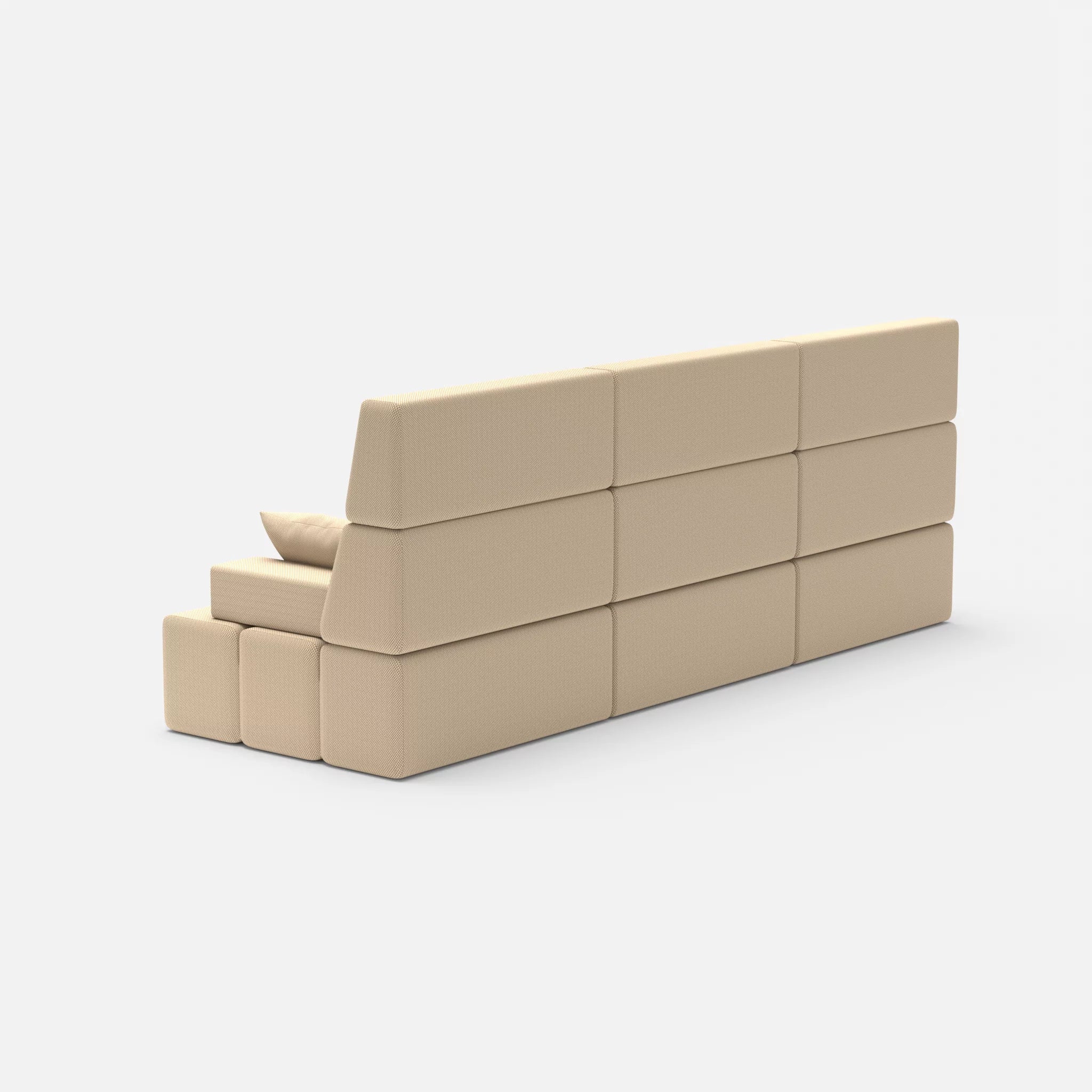 3 Sitzer Sofa Bricks 3 novumcocos in Hellbraun von hinten