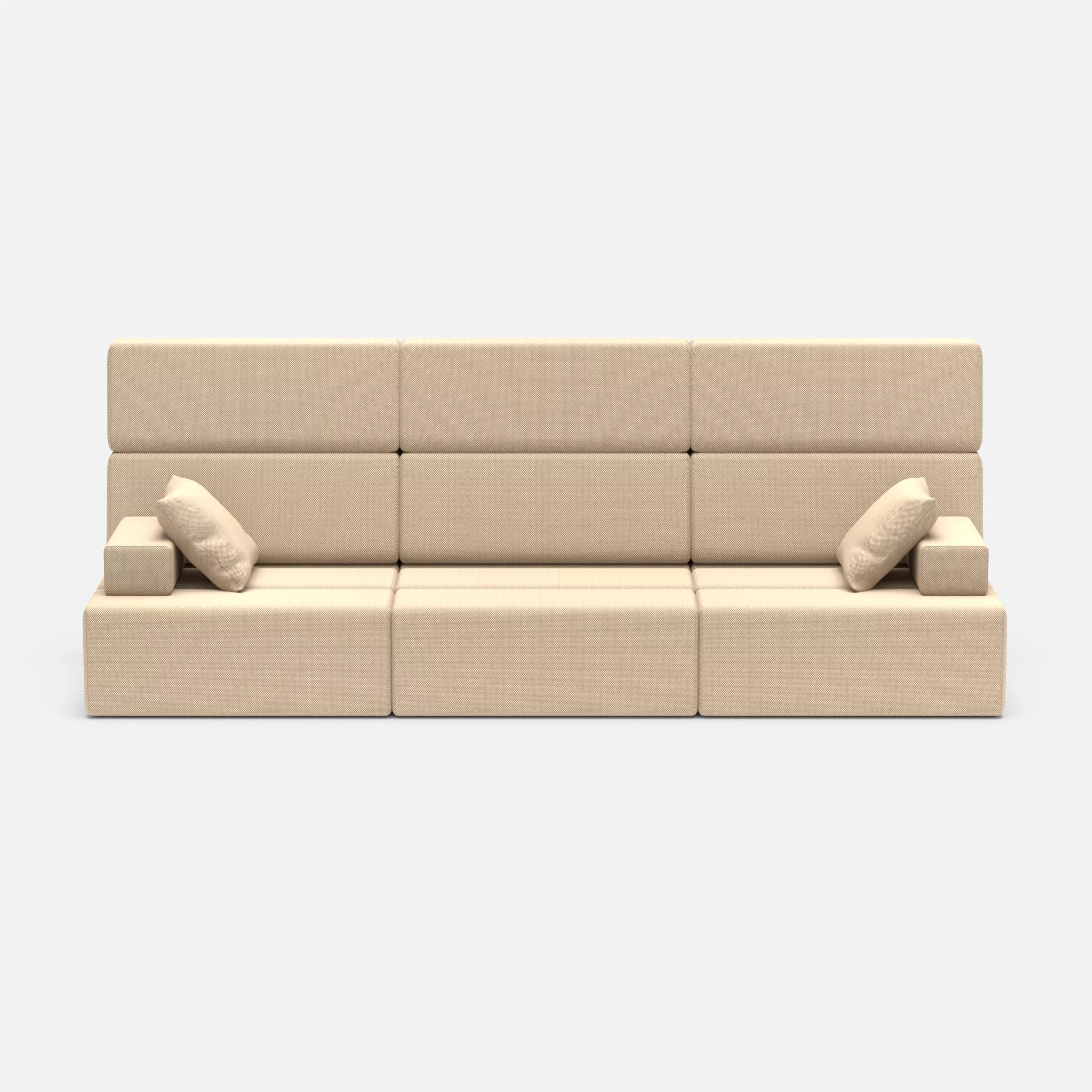 3 Sitzer Sofa Bricks 3 novumcocos in Hellbraun von vorne