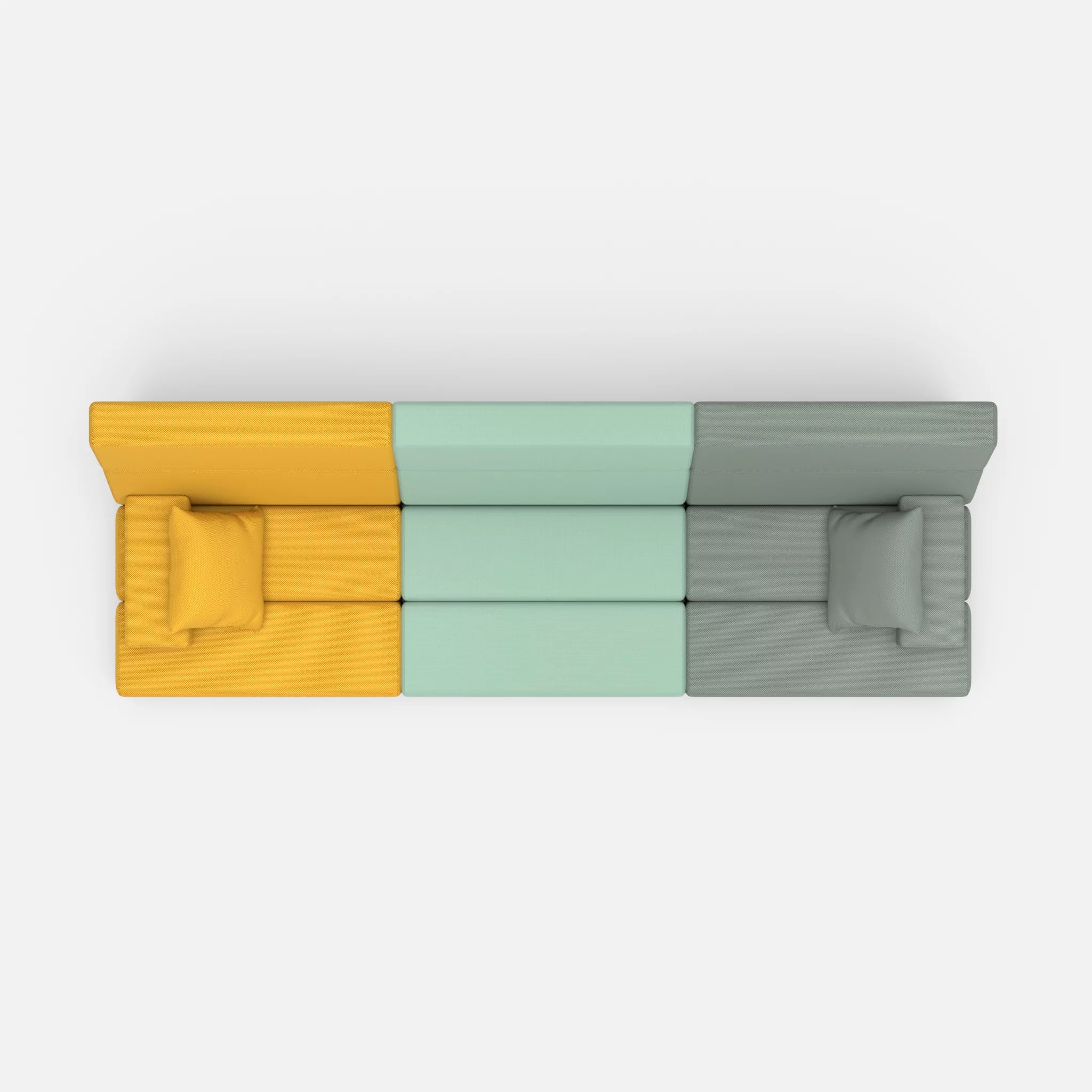 3 Sitzer Sofa Bricks 3 novumcurry-novumdelphi in Curry und Graublau von oben