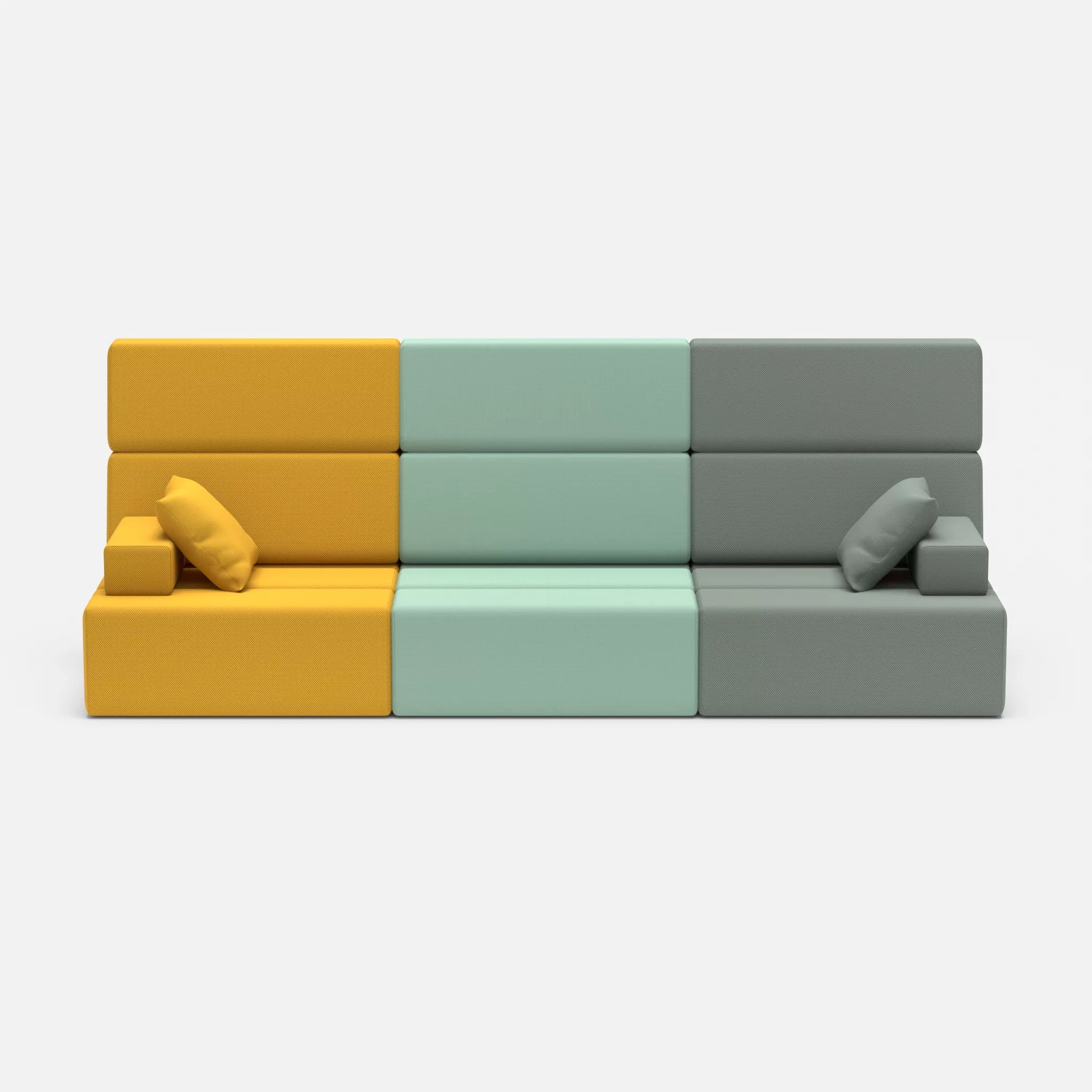 3 Sitzer Sofa Bricks 3 novumcurry-novumdelphi in Curry und Graublau von vorne