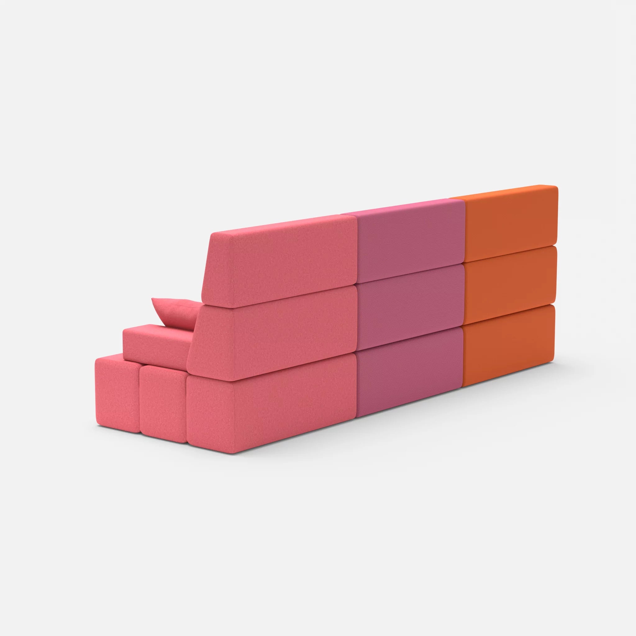 3 Sitzer Sofa Bricks 3 radio3094-dama0083 in Orange und Pink von hinten