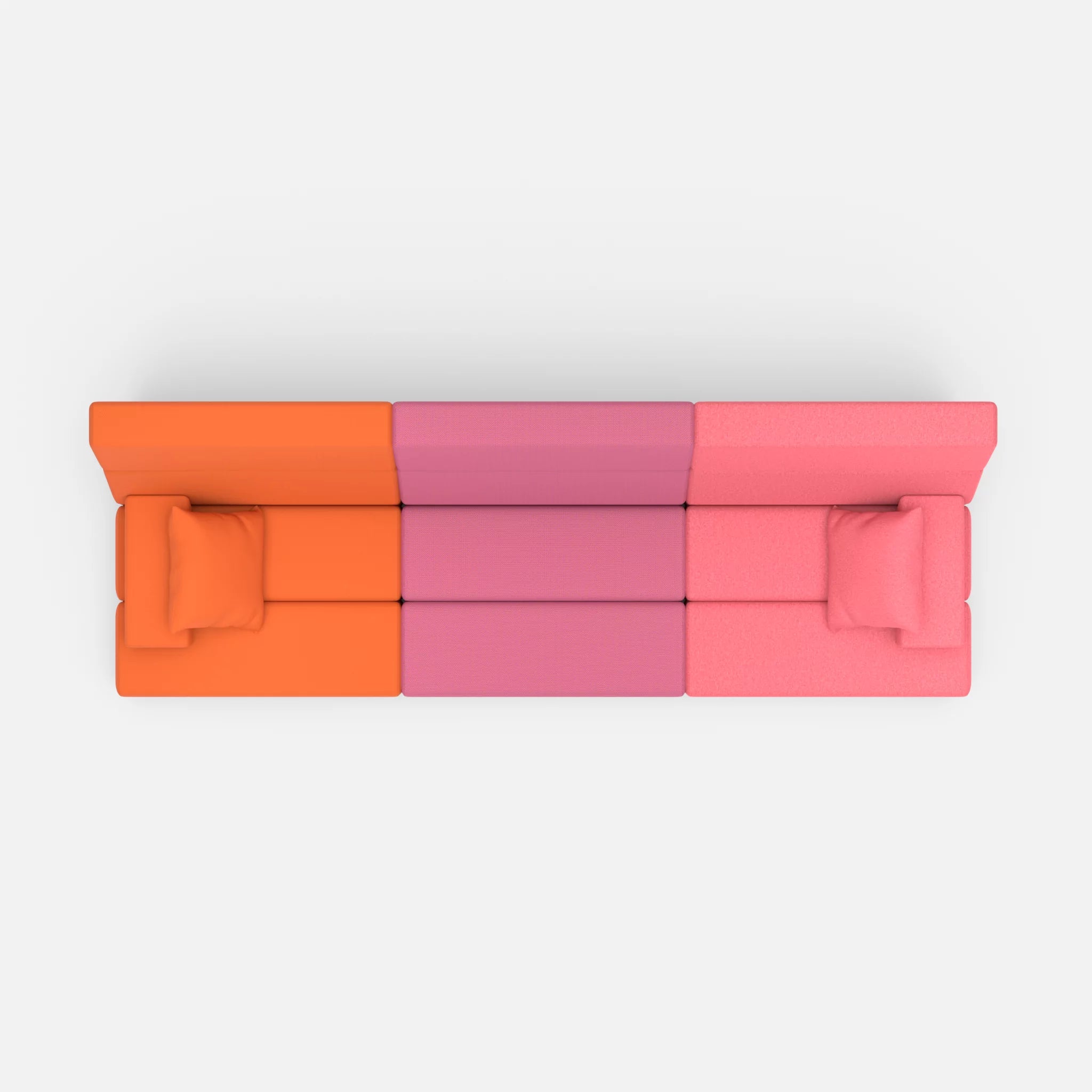 3 Sitzer Sofa Bricks 3 radio3094-dama0083 in Orange und Pink von oben