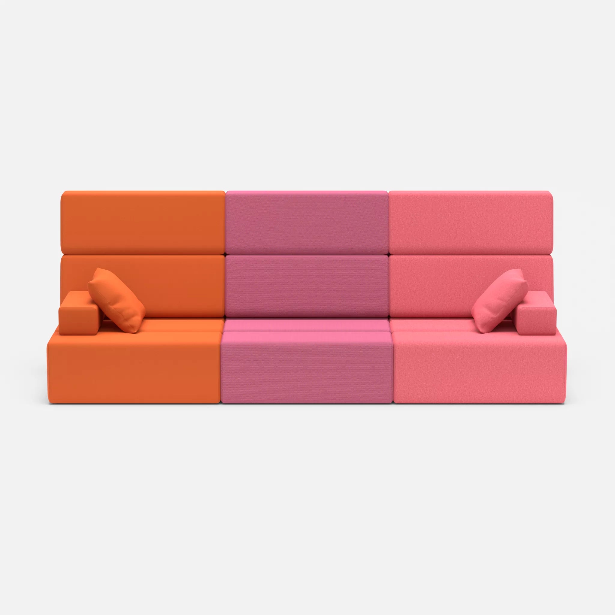 3 Sitzer Sofa Bricks 3 radio3094-dama0083 in Orange und Pink von vorne