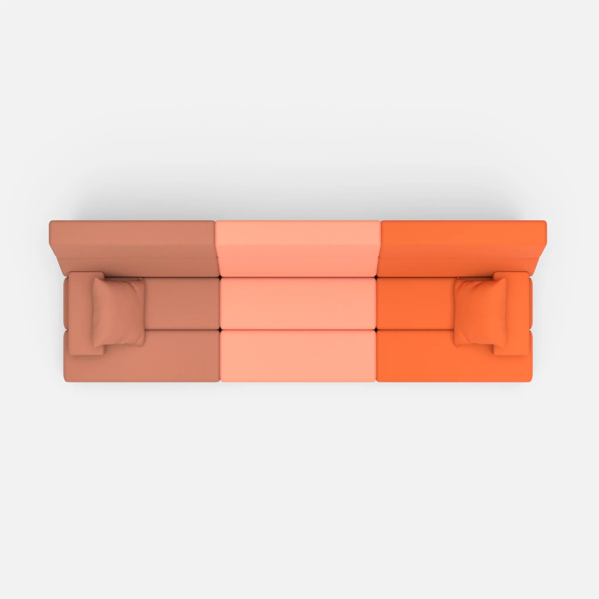3 Sitzer Sofa Bricks 3 radio4037-radio3094 in Hellrot und Orange von oben