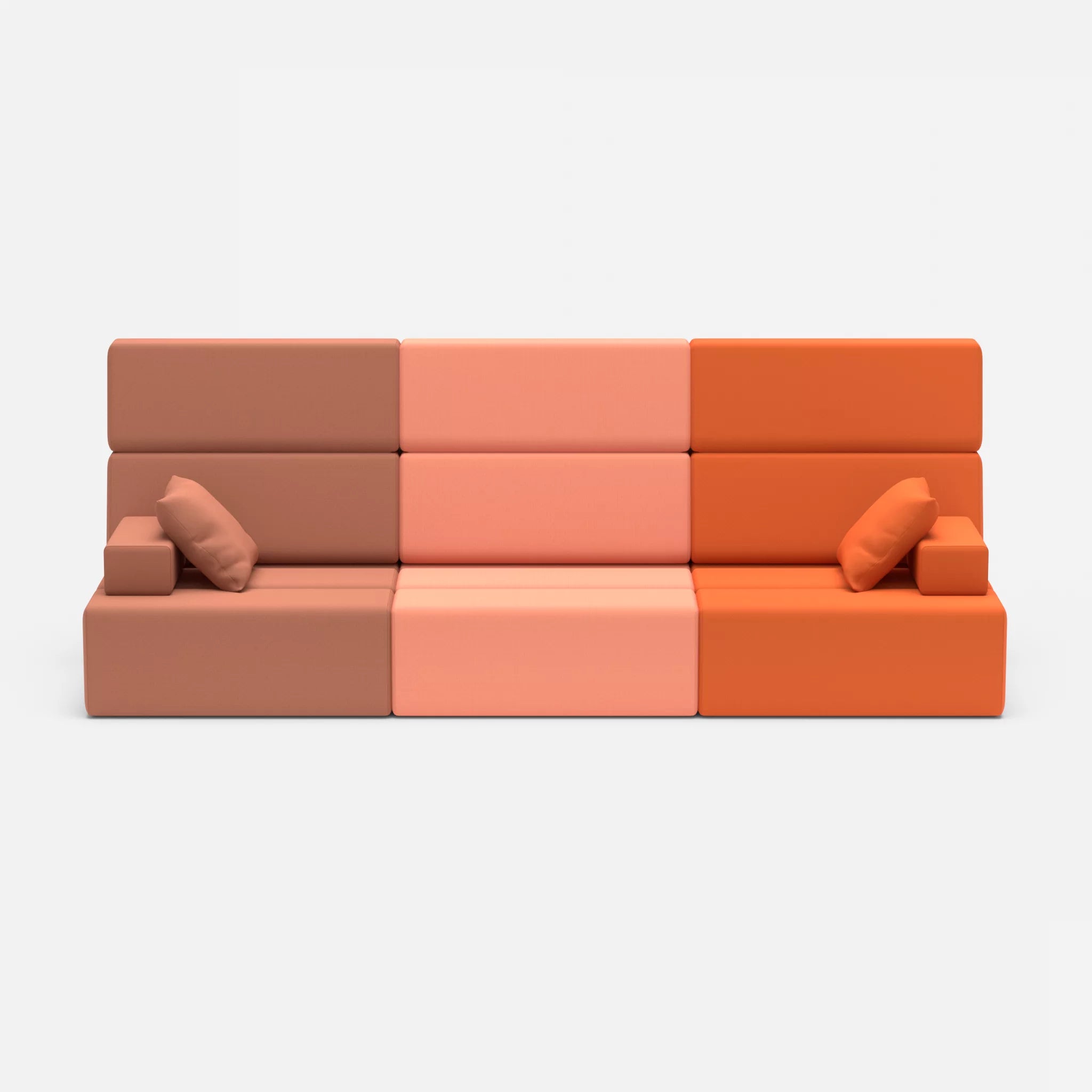 3 Sitzer Sofa Bricks 3 radio4037-radio3094 in Hellrot und Orange von vorne