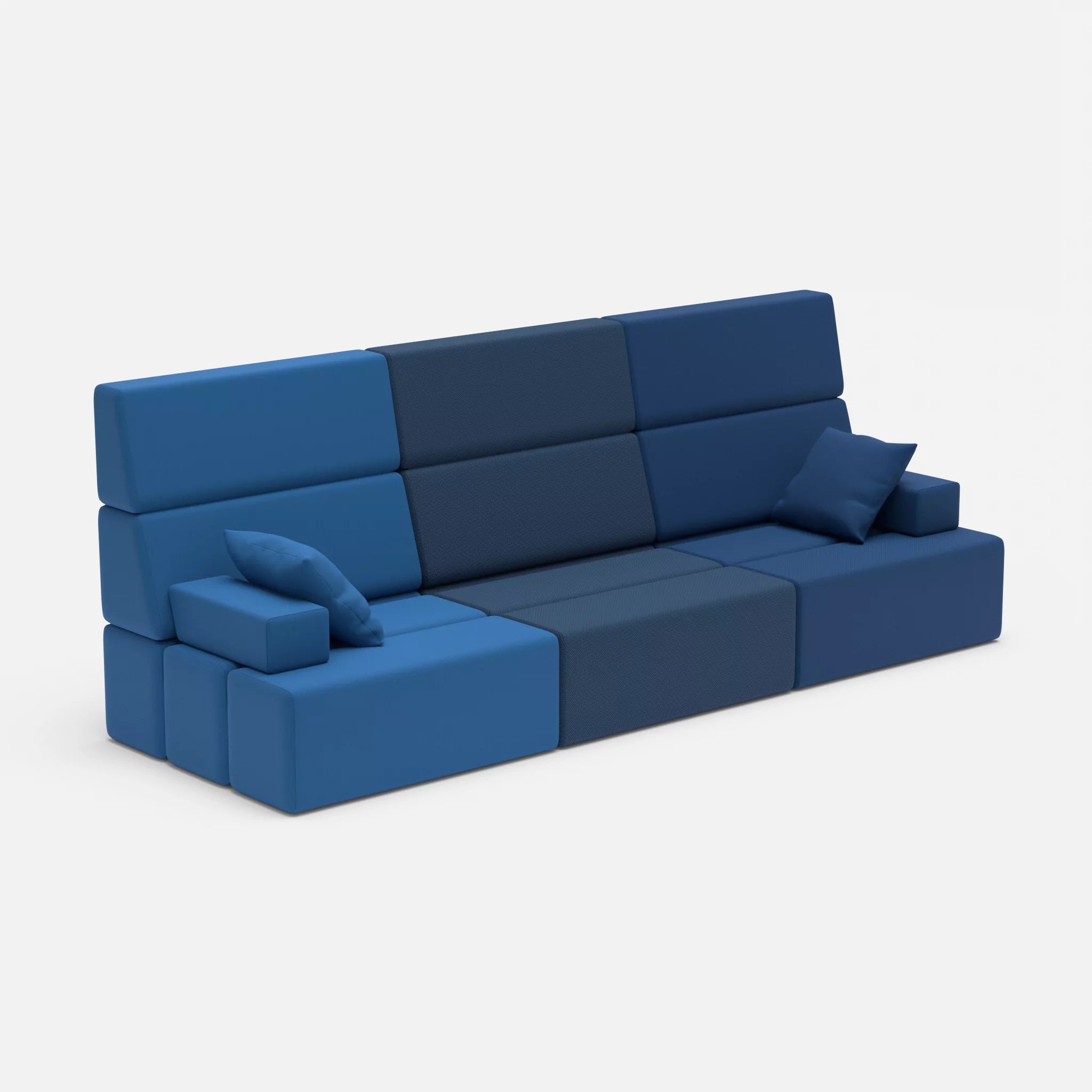 3 Sitzer Sofa Bricks 3 radio6075-radio6512 in Blau und Dunkelblau von der Seite