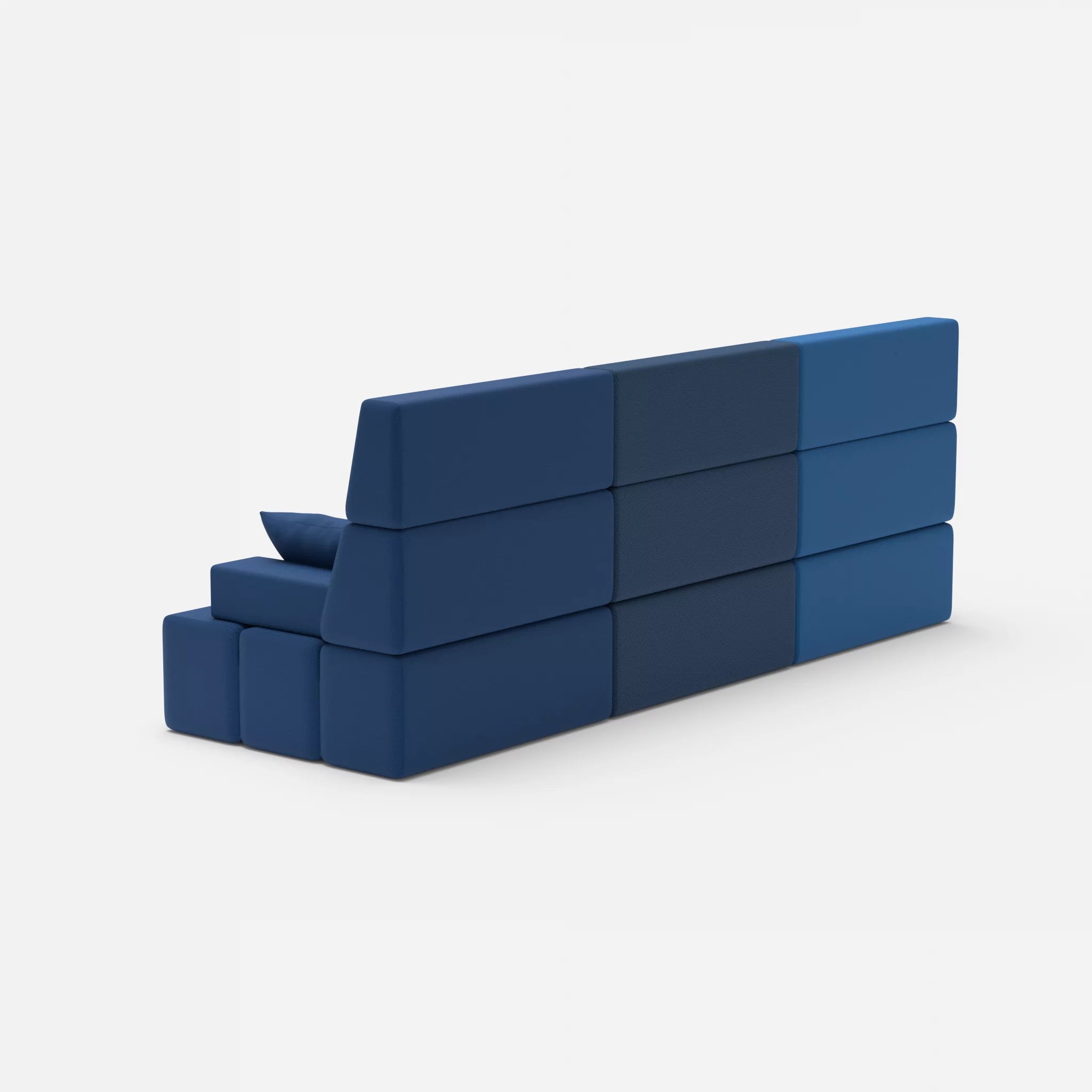 3 Sitzer Sofa Bricks 3 radio6075-radio6512 in Blau und Dunkelblau von hinten